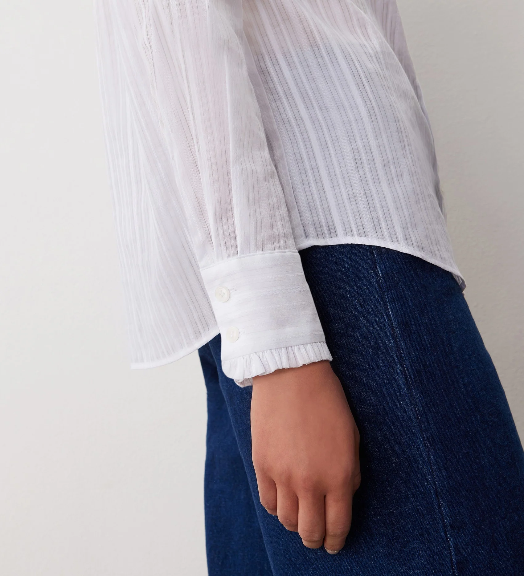 Megan White Cotton Stripe Shirt - Image 4