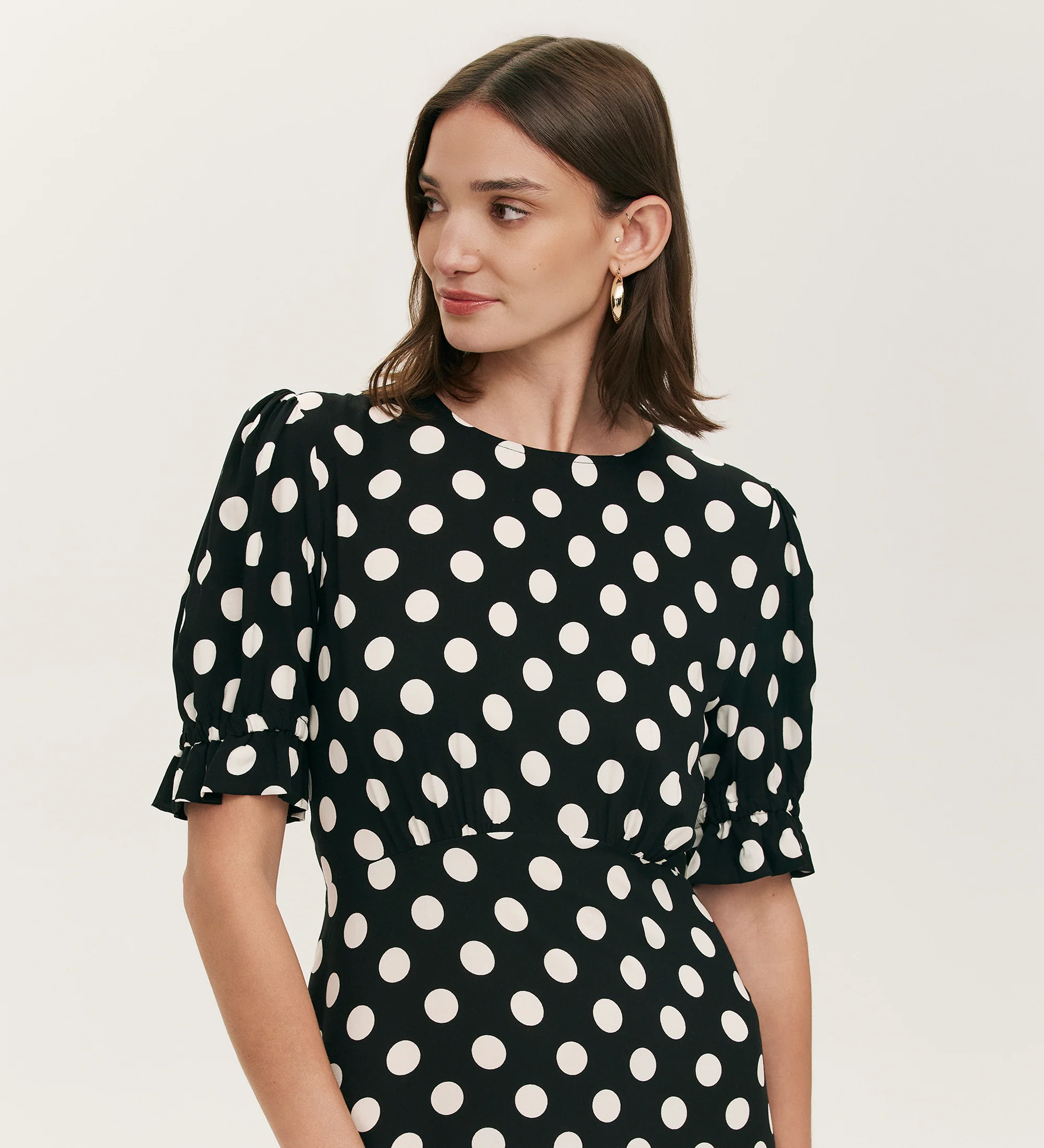 Mela Black Polka Dot Midi Tea Dress - Image 2