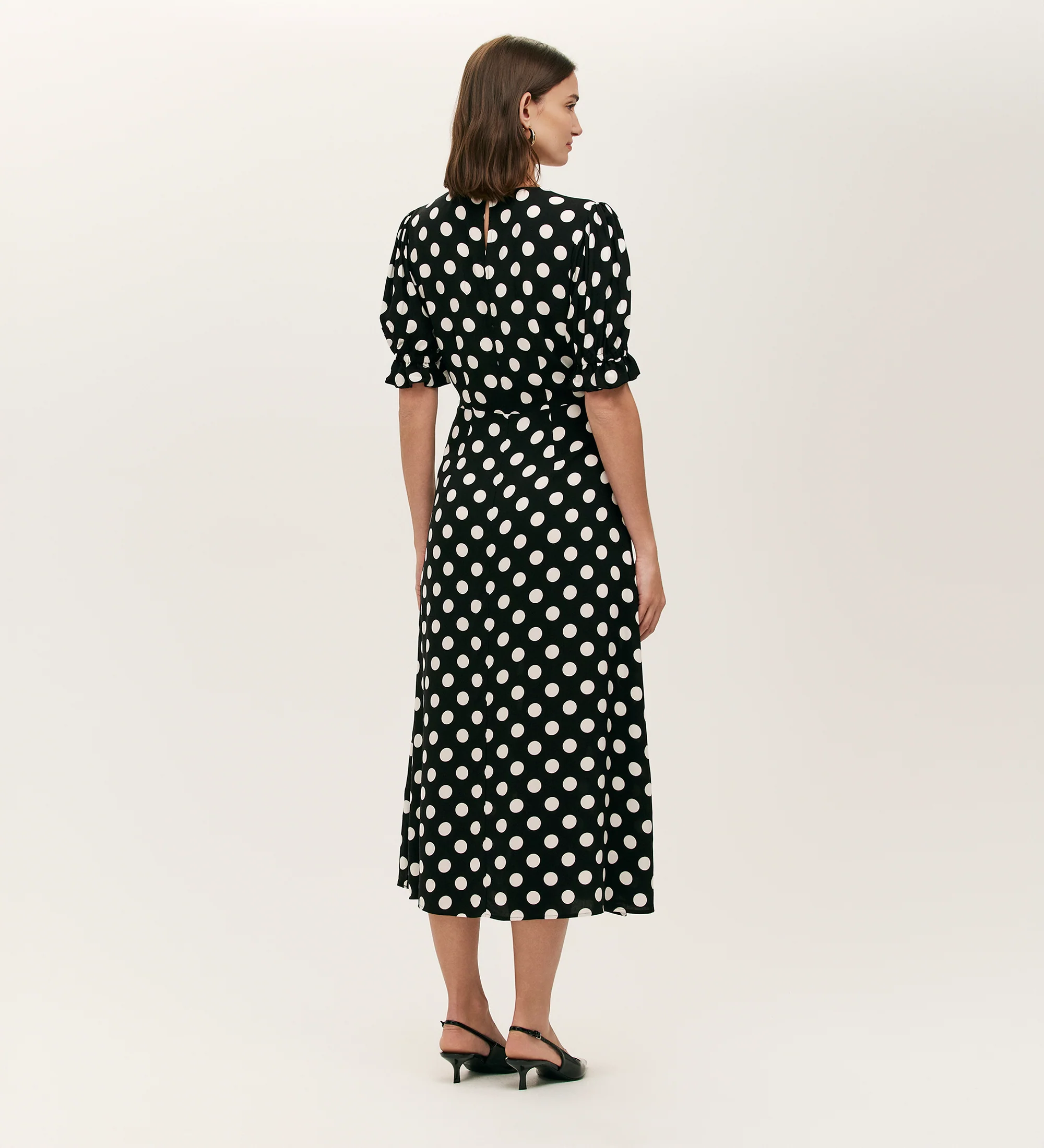 Mela Black Polka Dot Midi Tea Dress - Image 4