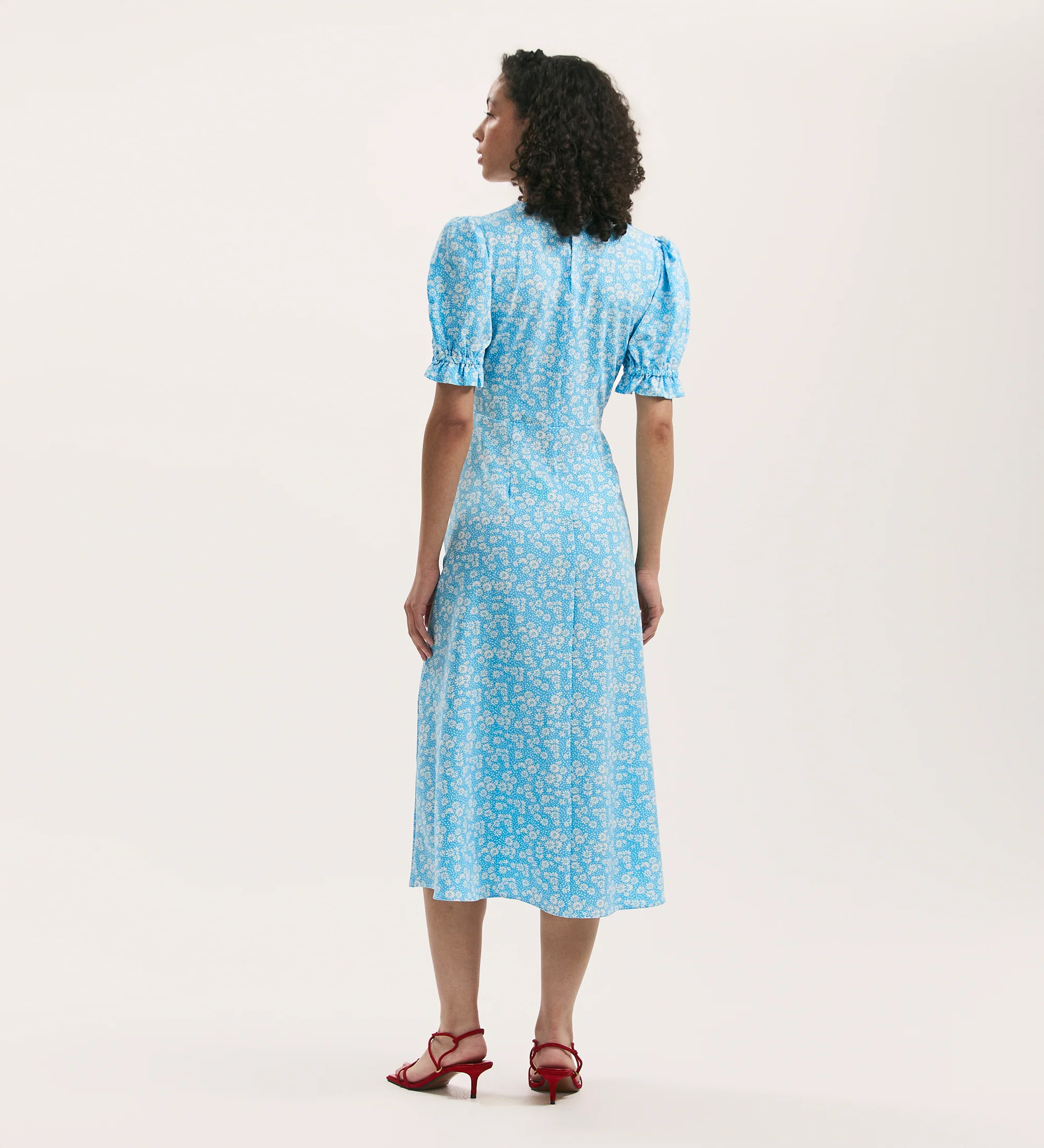 Mela Blue Daisy Crepe Midi Tea Dress - Image 4