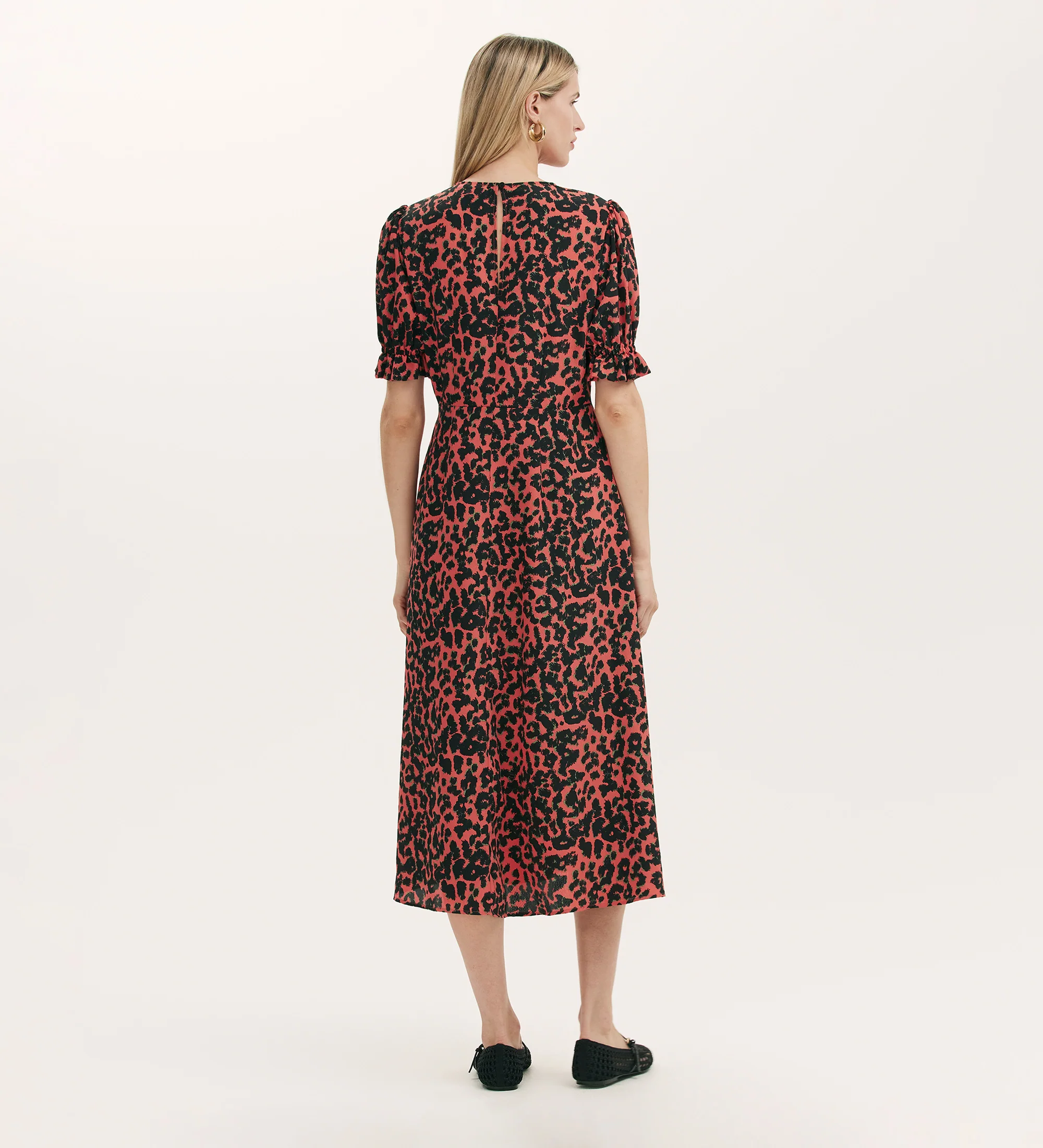 Mela Coral Animal Crepe Midi Tea Dress - Image 4