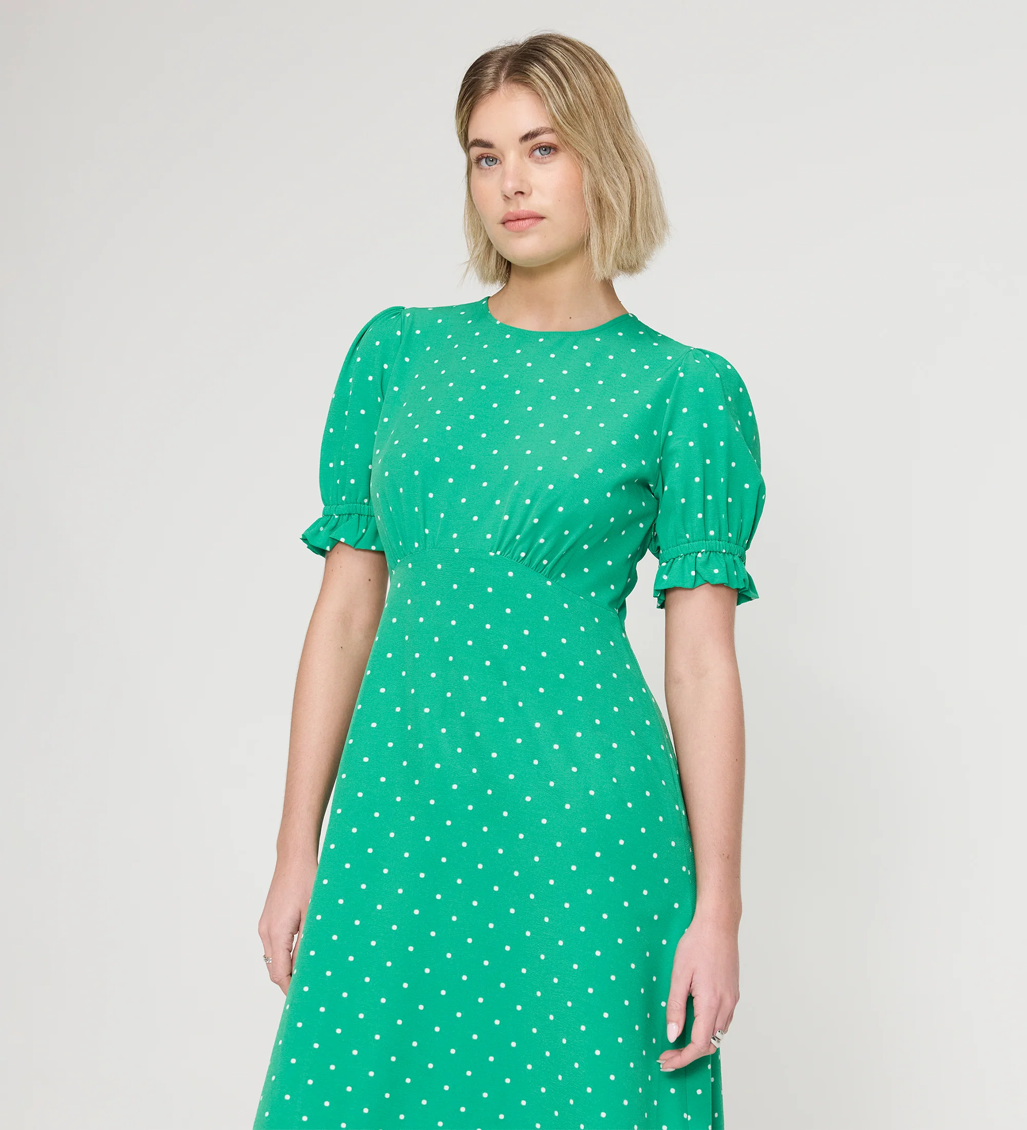Mela Green Polka Dot Midi Tea Dress - Image 3