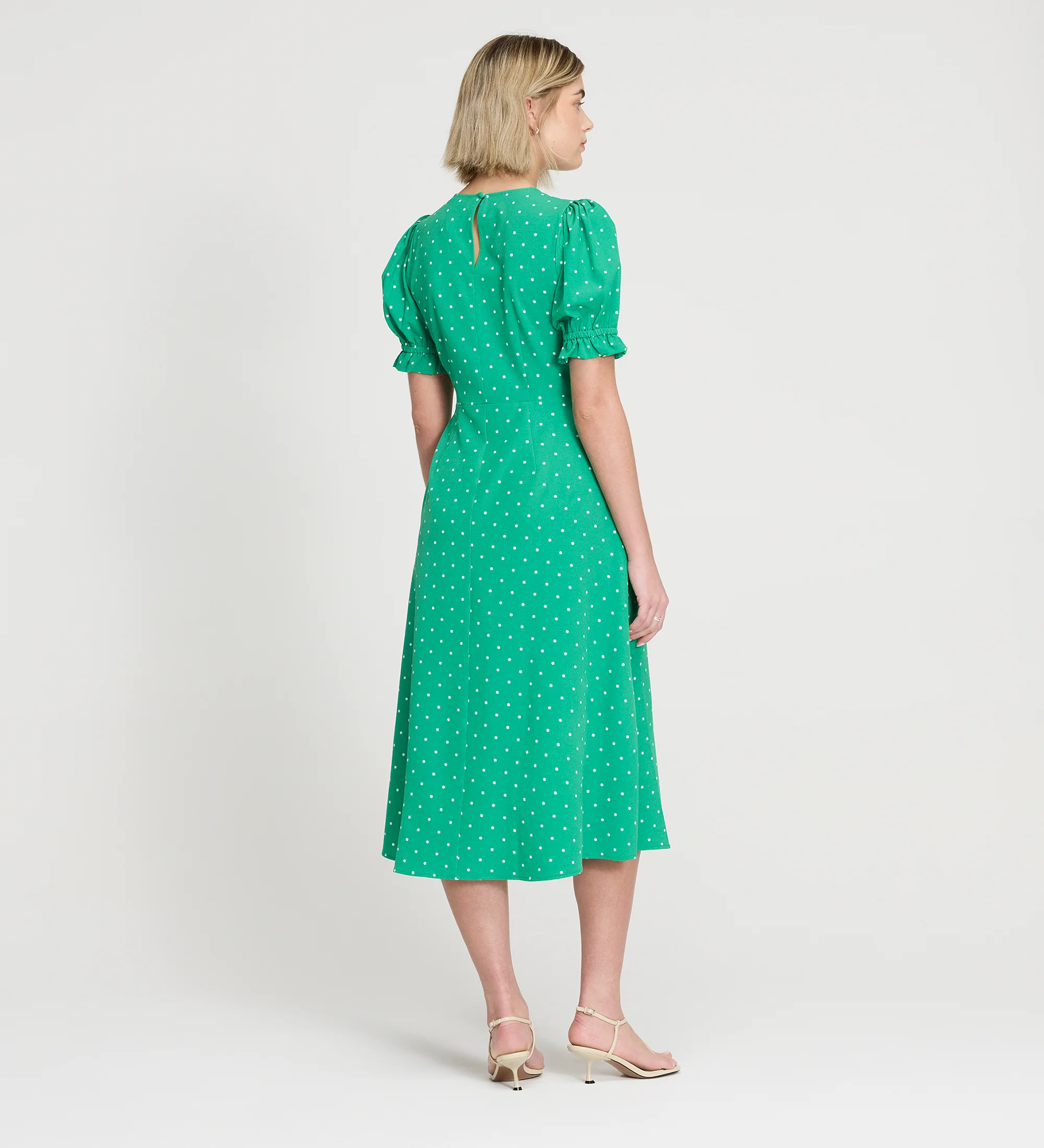 Mela Green Polka Dot Midi Tea Dress - Image 6