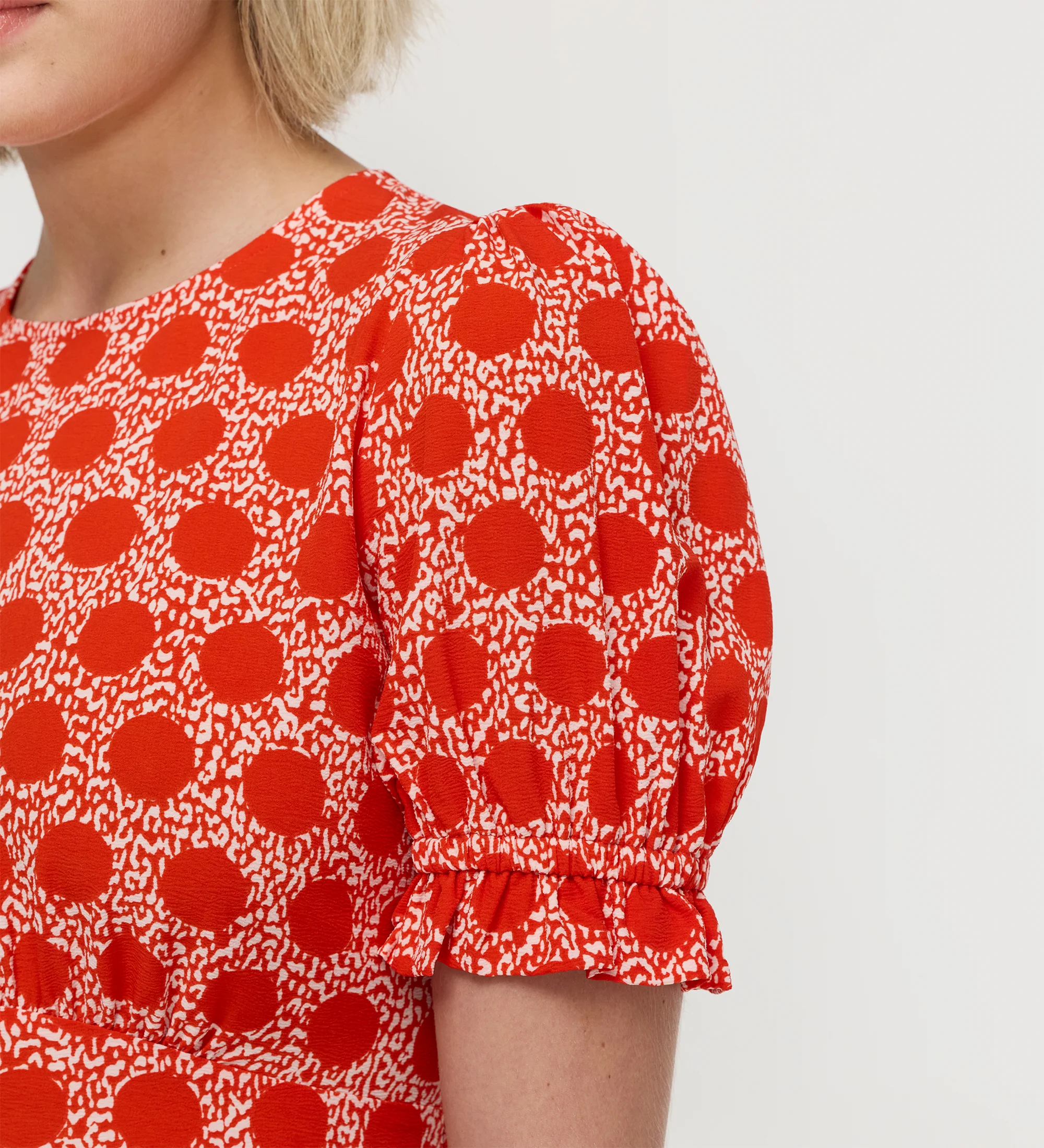 Mela Red Polka Dot Midi Tea Dress - Image 5
