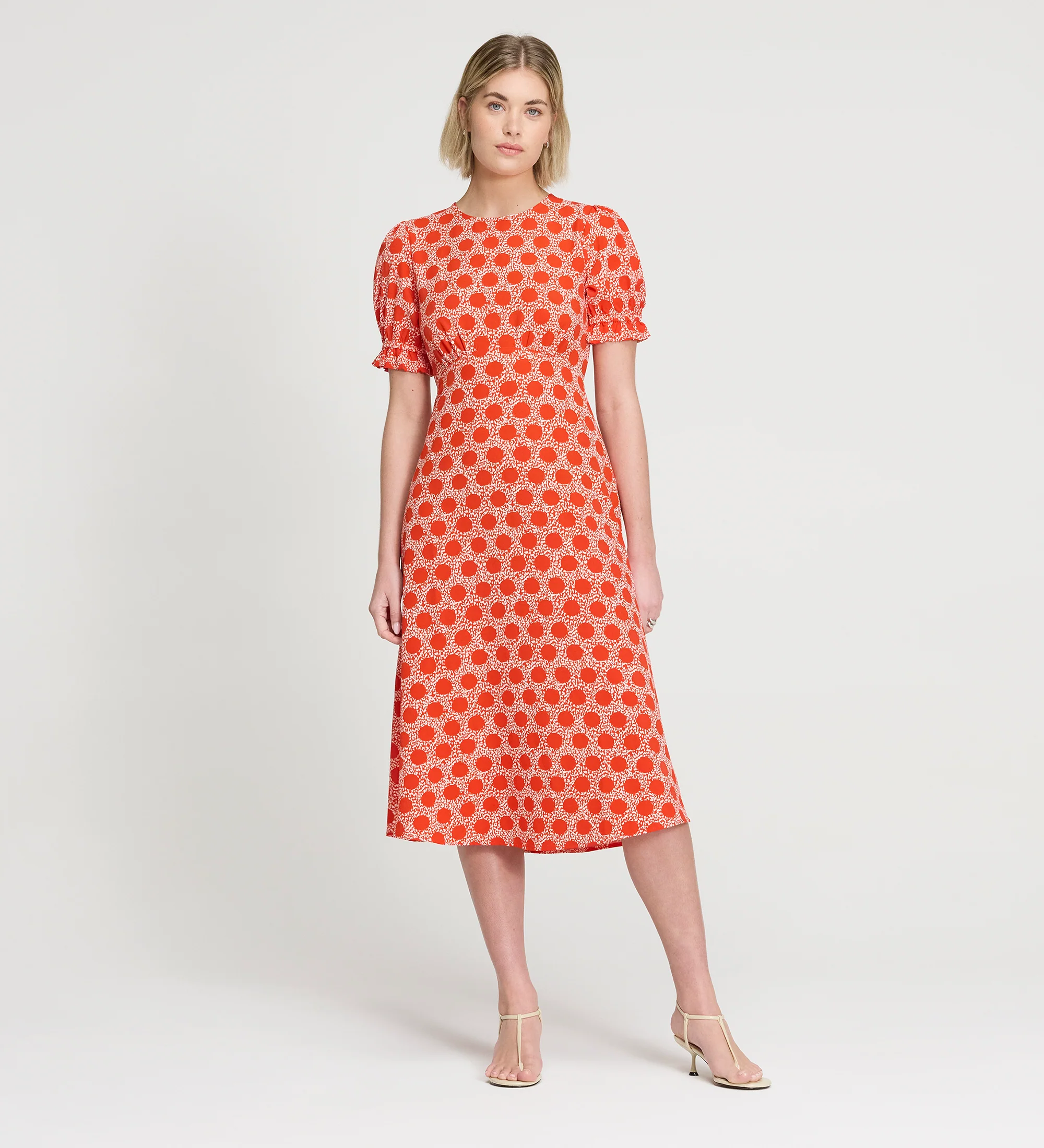 Mela Red Polka Dot Midi Tea Dress - Image 6