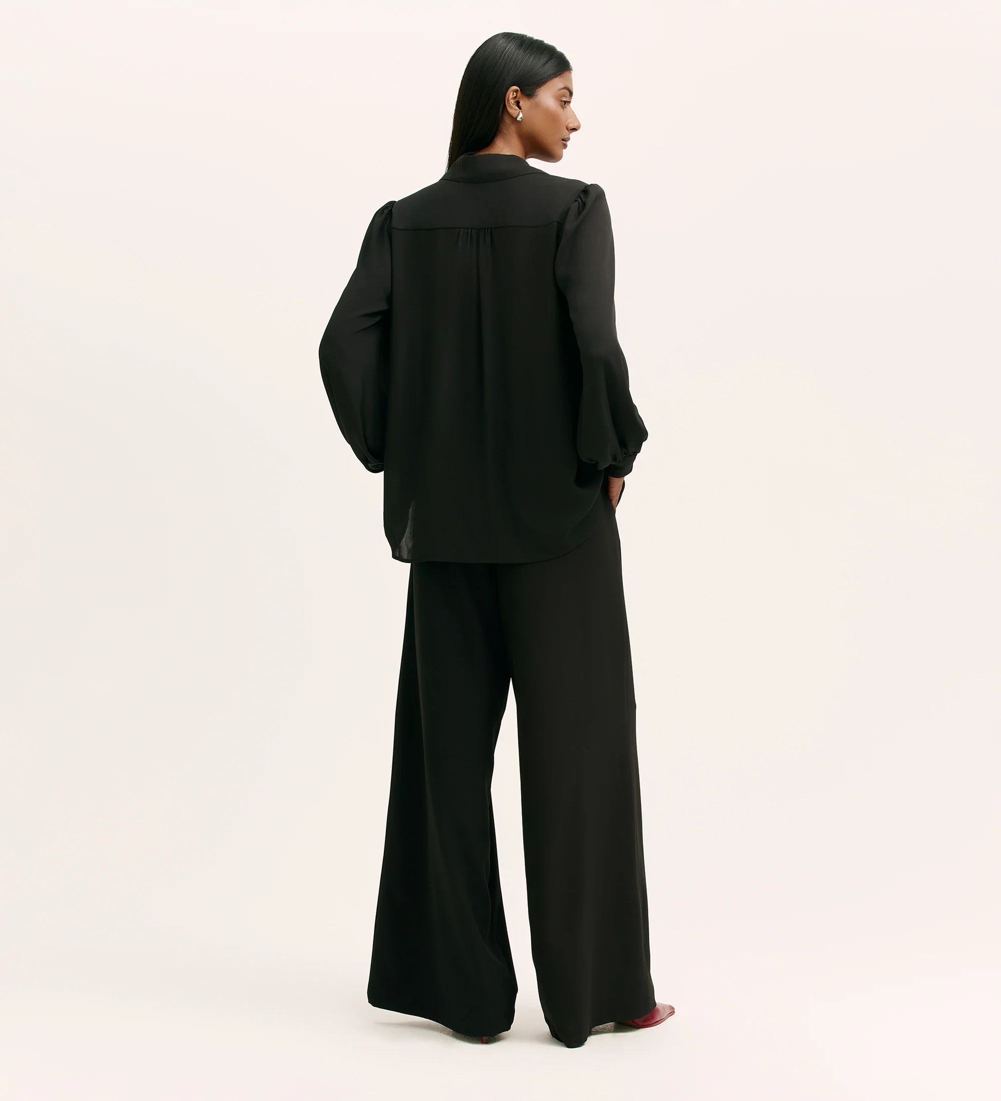 Melina Black Crepe Blouse - Image 4