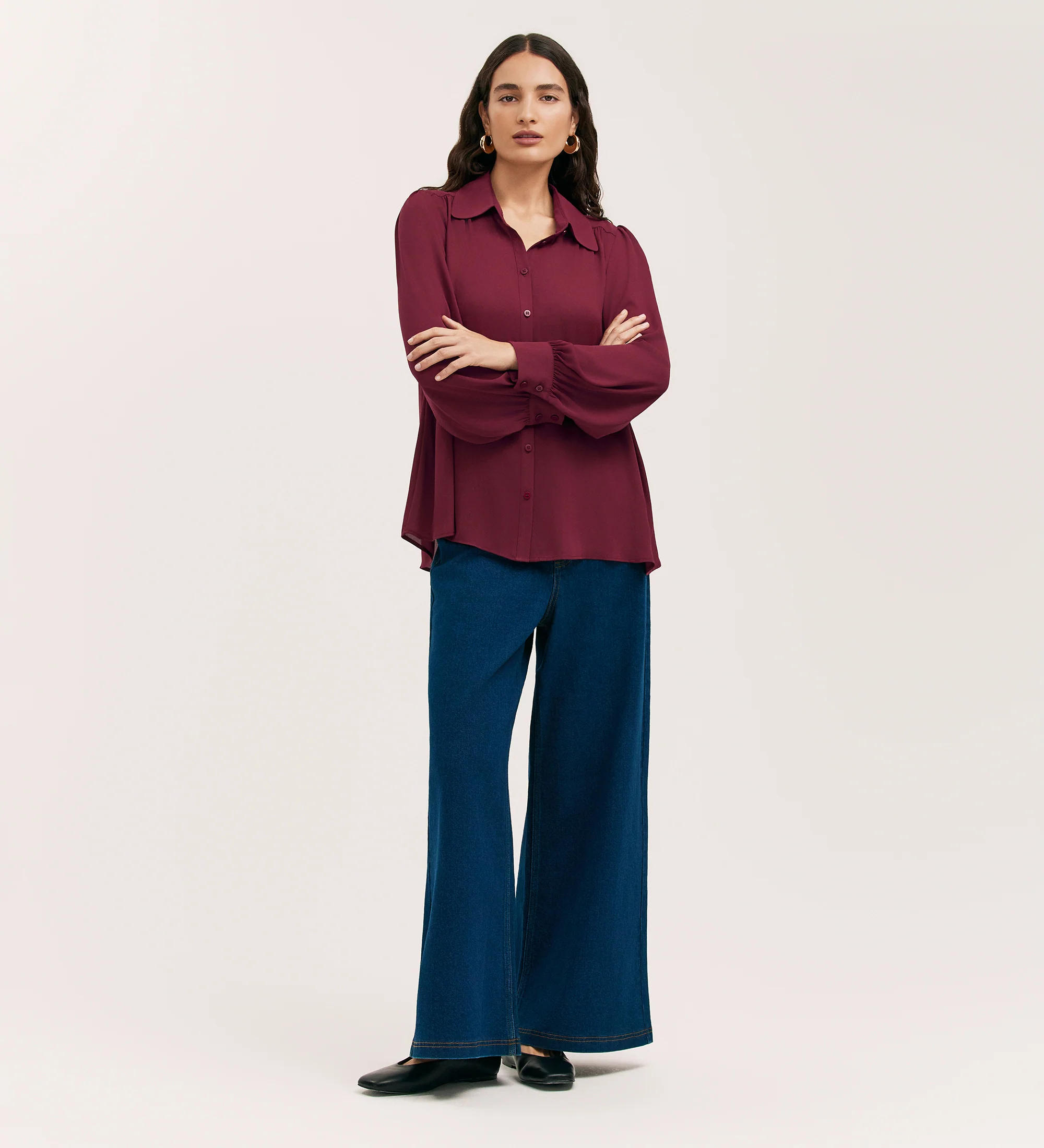 Melina Burgundy Crepe Blouse - Image 2