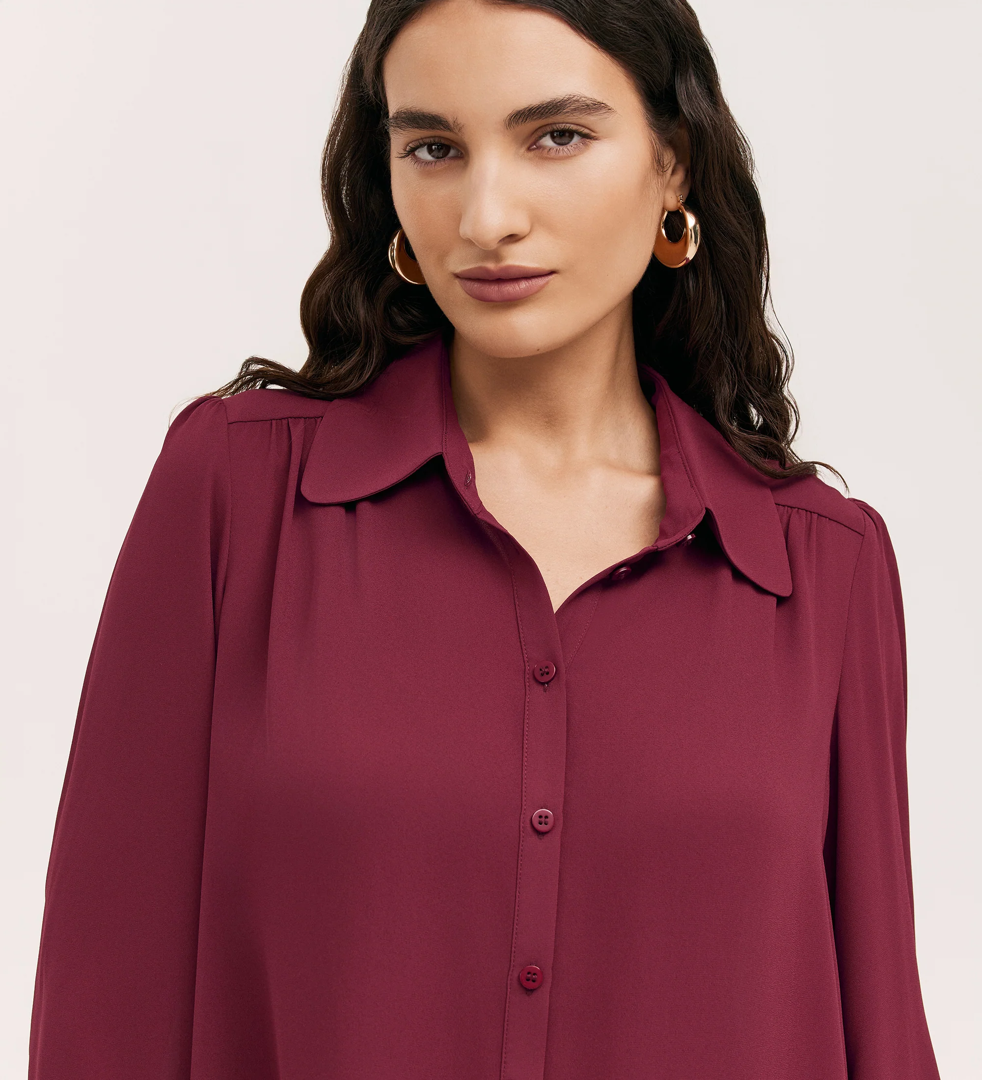 Melina Burgundy Crepe Blouse - Image 3