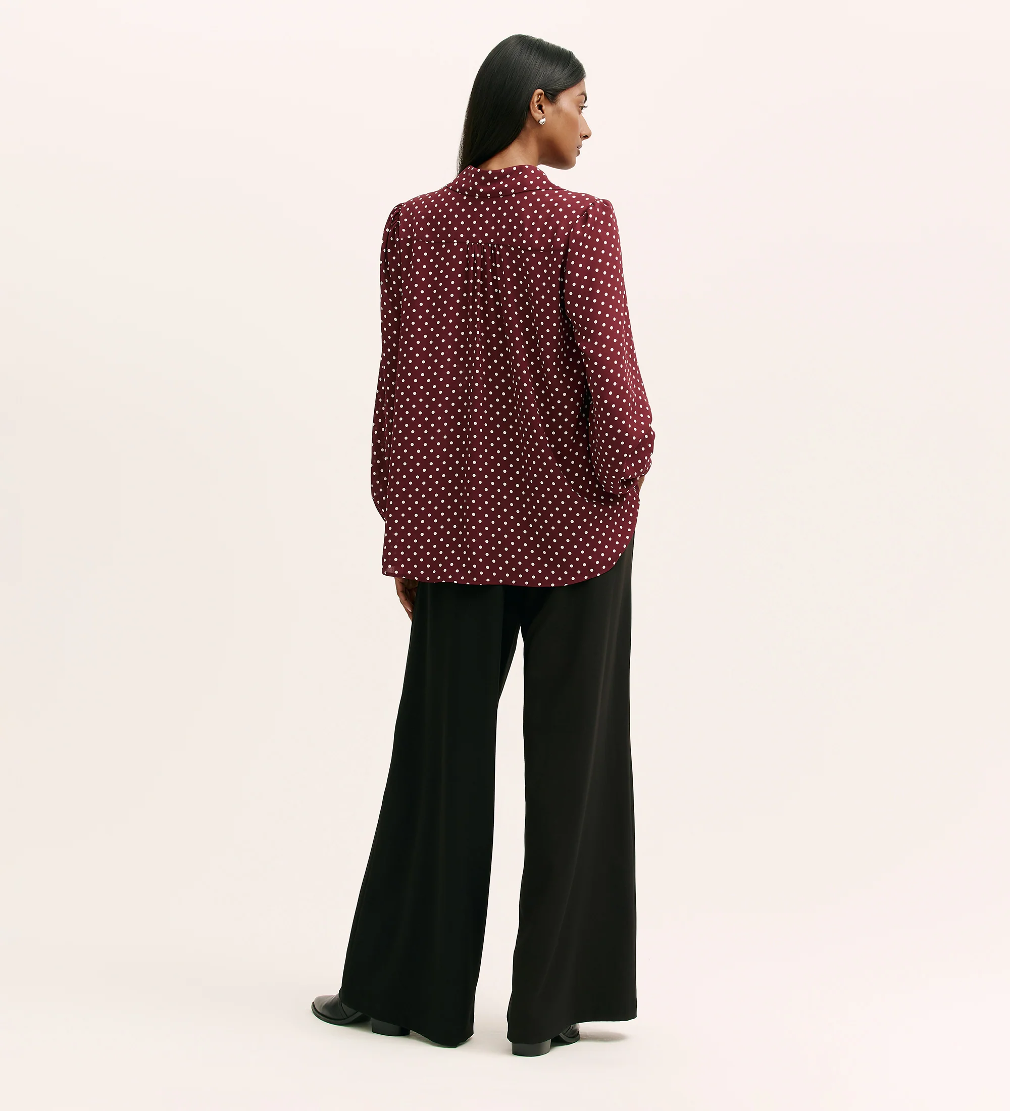 Melina Burgundy Spot Crepe Blouse - Image 4