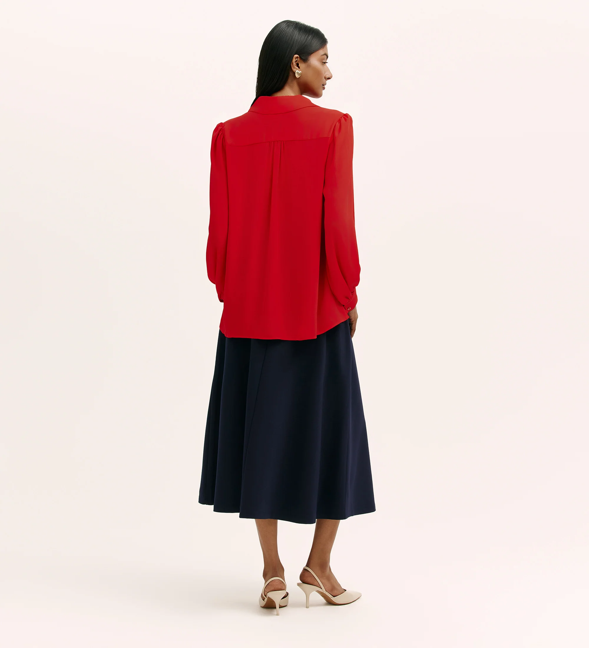 Melina Red Crepe Blouse - Image 4