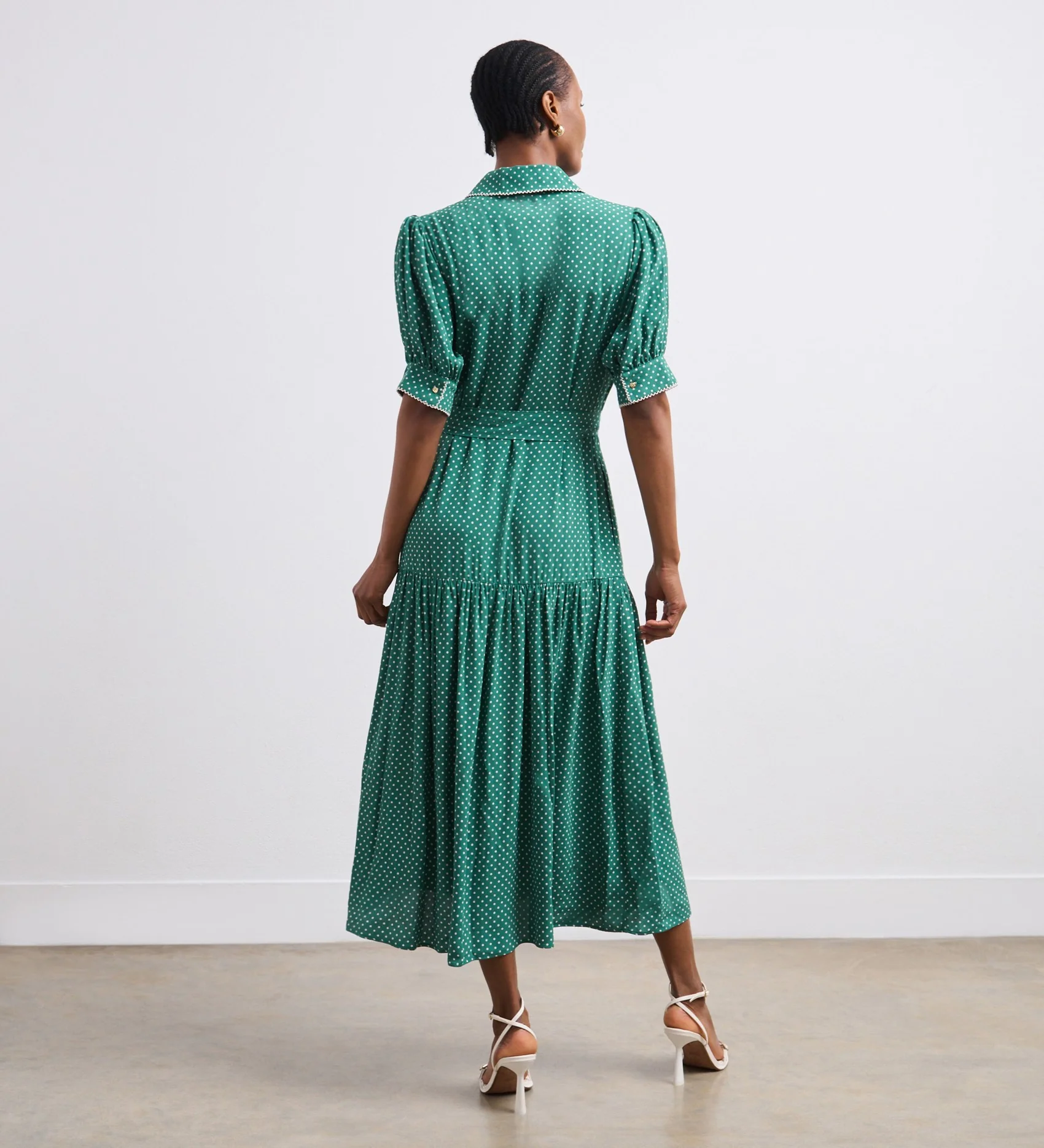 Michelle Green Polka Dot Midi Shirt Dress - Image 5