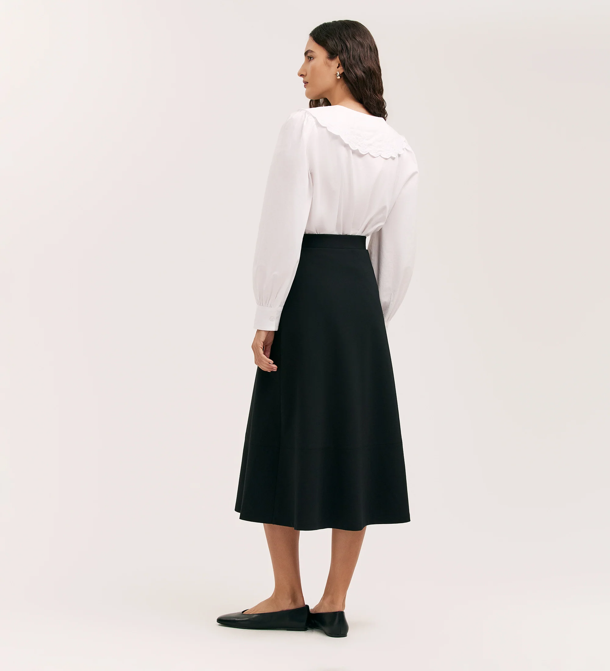 Mikia Black Ponte Jersey Midi Skirt - Image 4