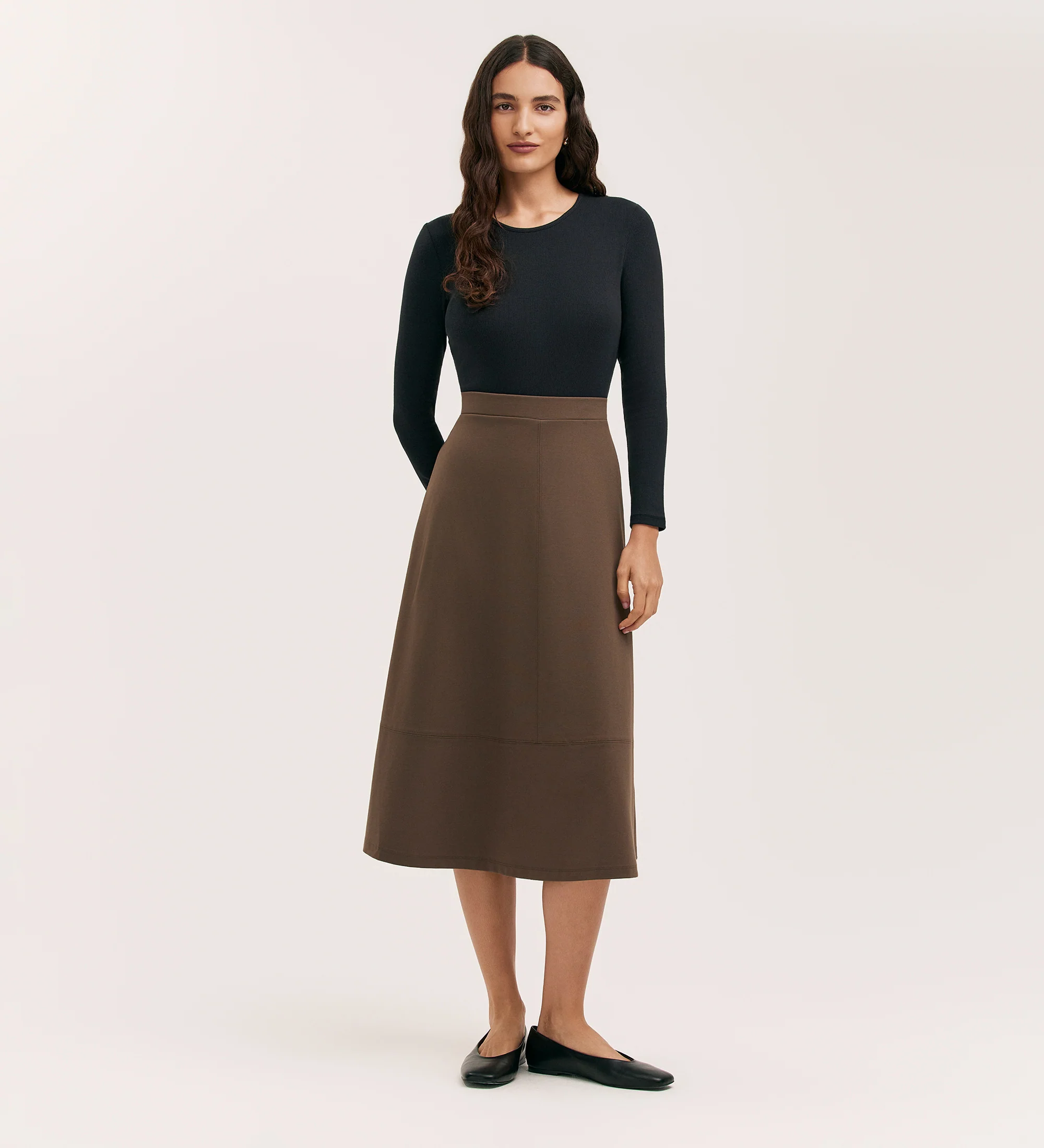 Mikia Mole Ponte Jersey Midi Skirt - Image 4