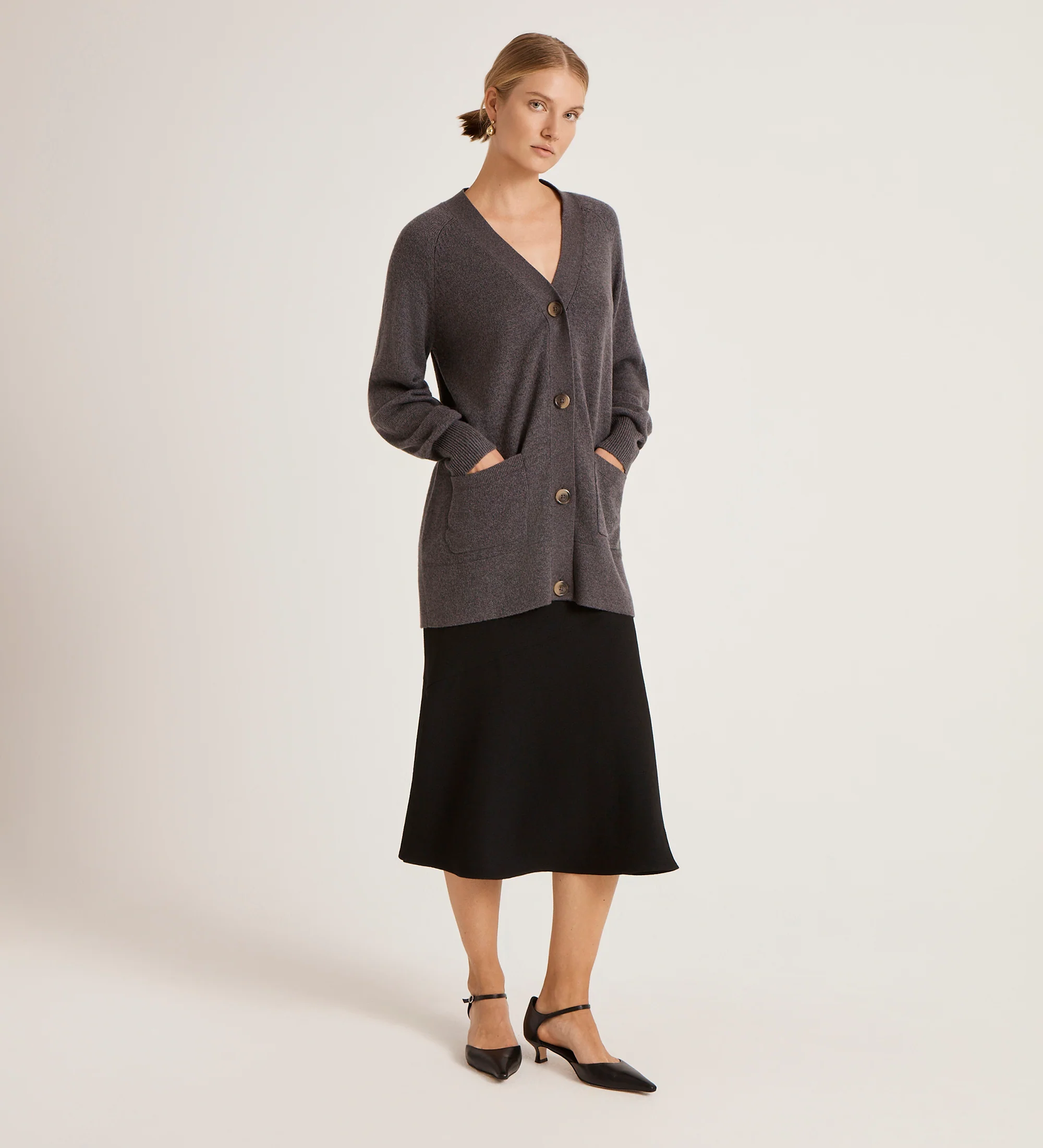 Mila Charcoal Knitted Cardigan - Image 3