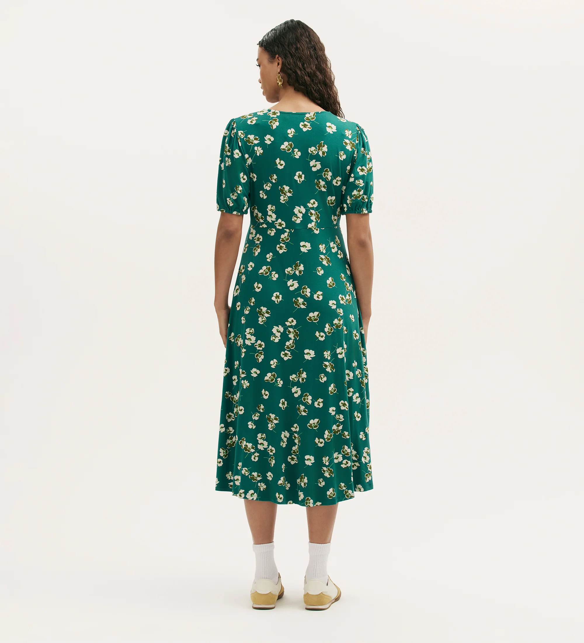 Milena Green Poppies Jersey Midi Dress - Image 4