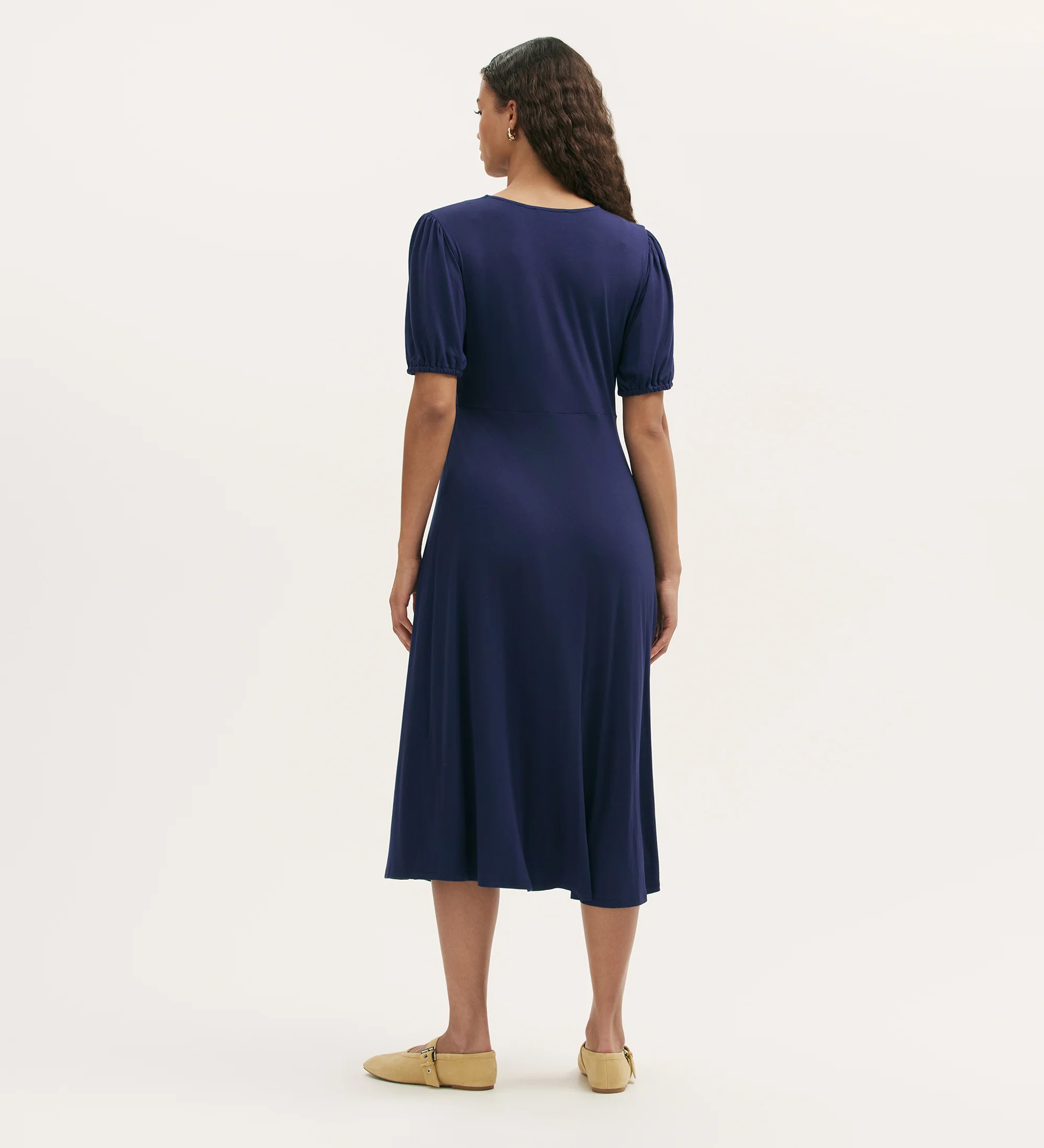 Milena Navy Jersey Midi Dress - Image 4