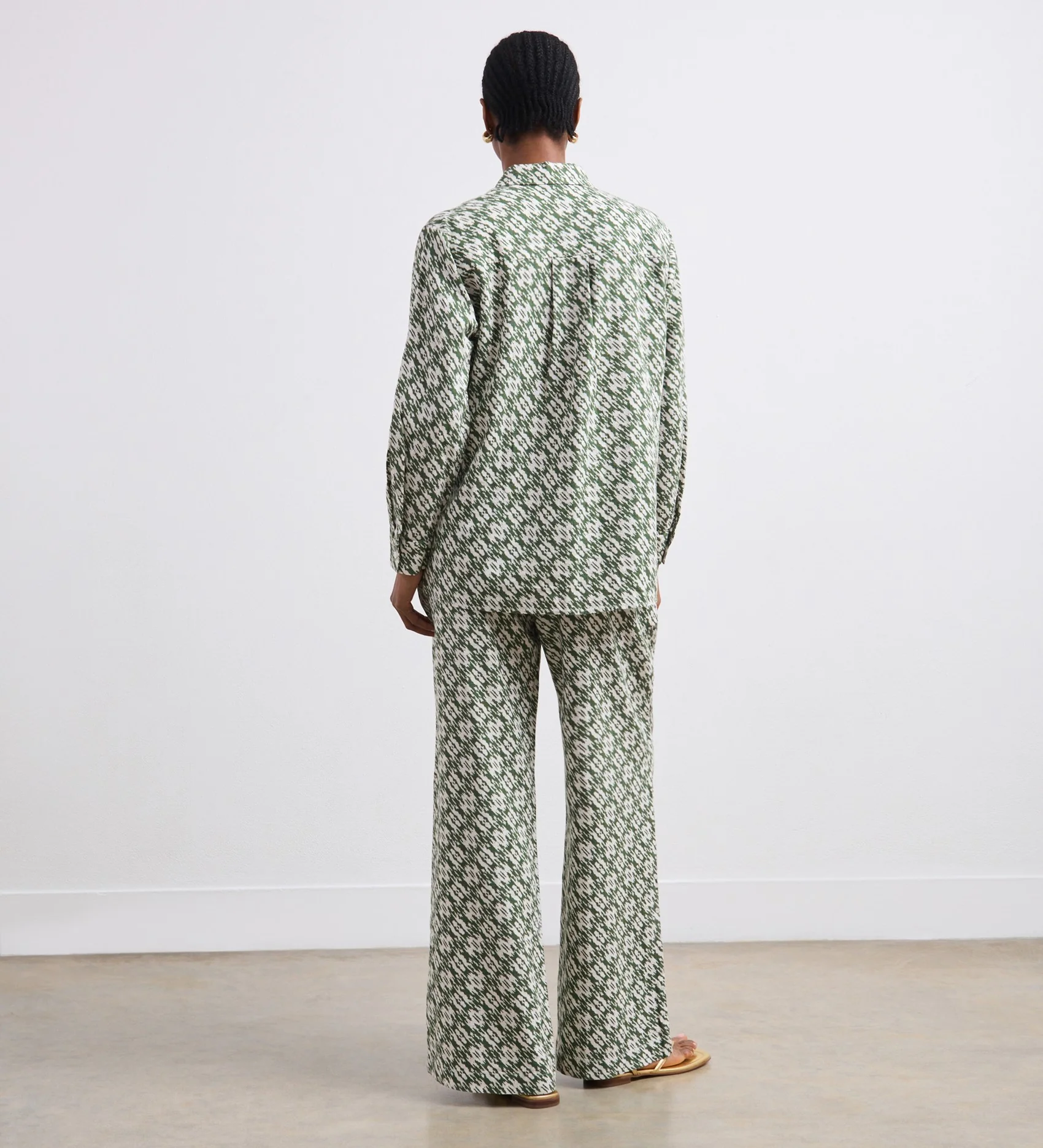 Millie Green Ikat Linen Blend Shirt - Image 4