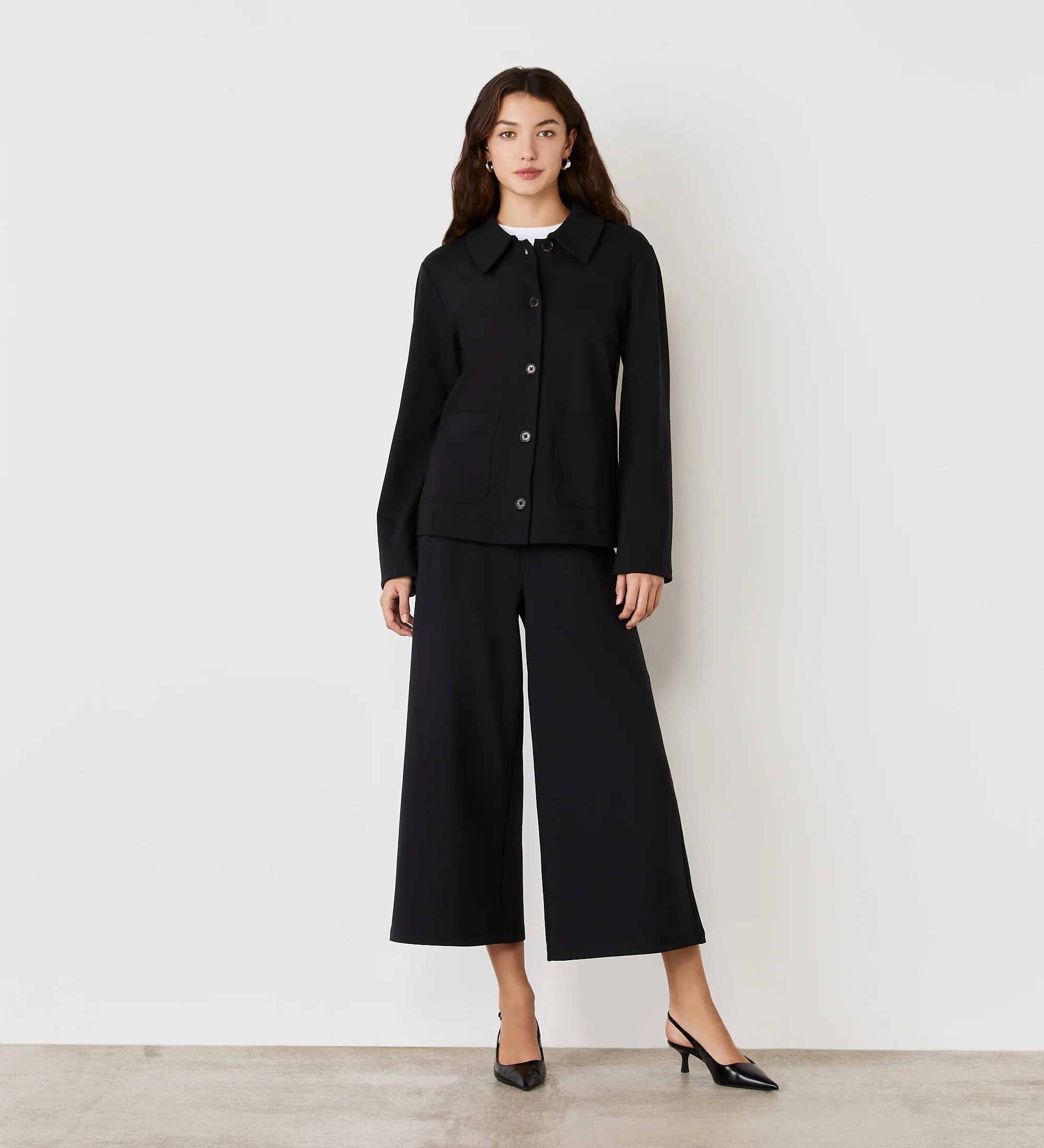 Miribel Black Ponte Jersey Wide Leg Trousers - Image 3