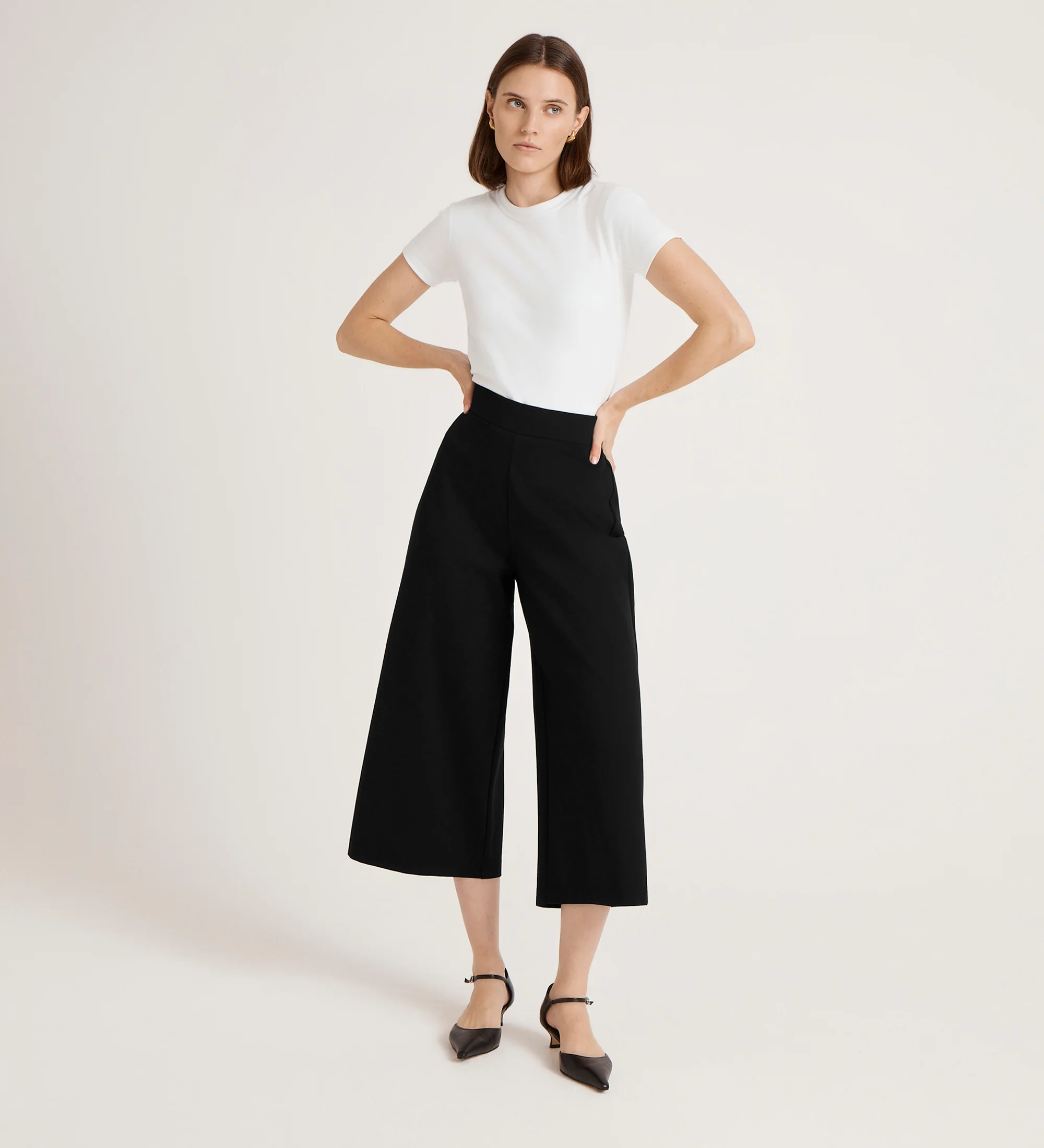 Miribel Black Ponte Jersey Wide Leg Trousers - Image 4