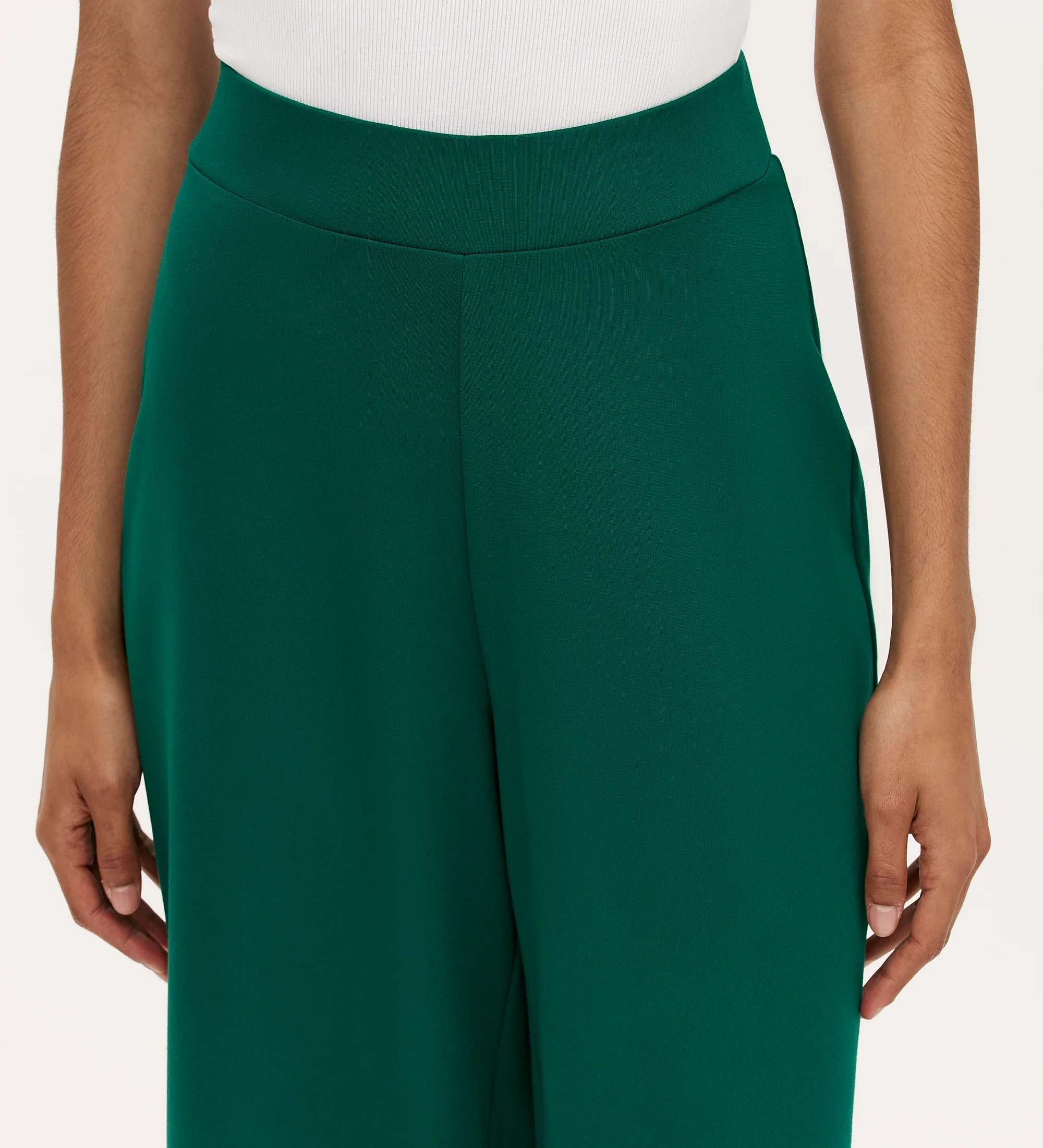 Miribel Bottle Green Ponte Jersey Wide Leg Trousers - Image 3