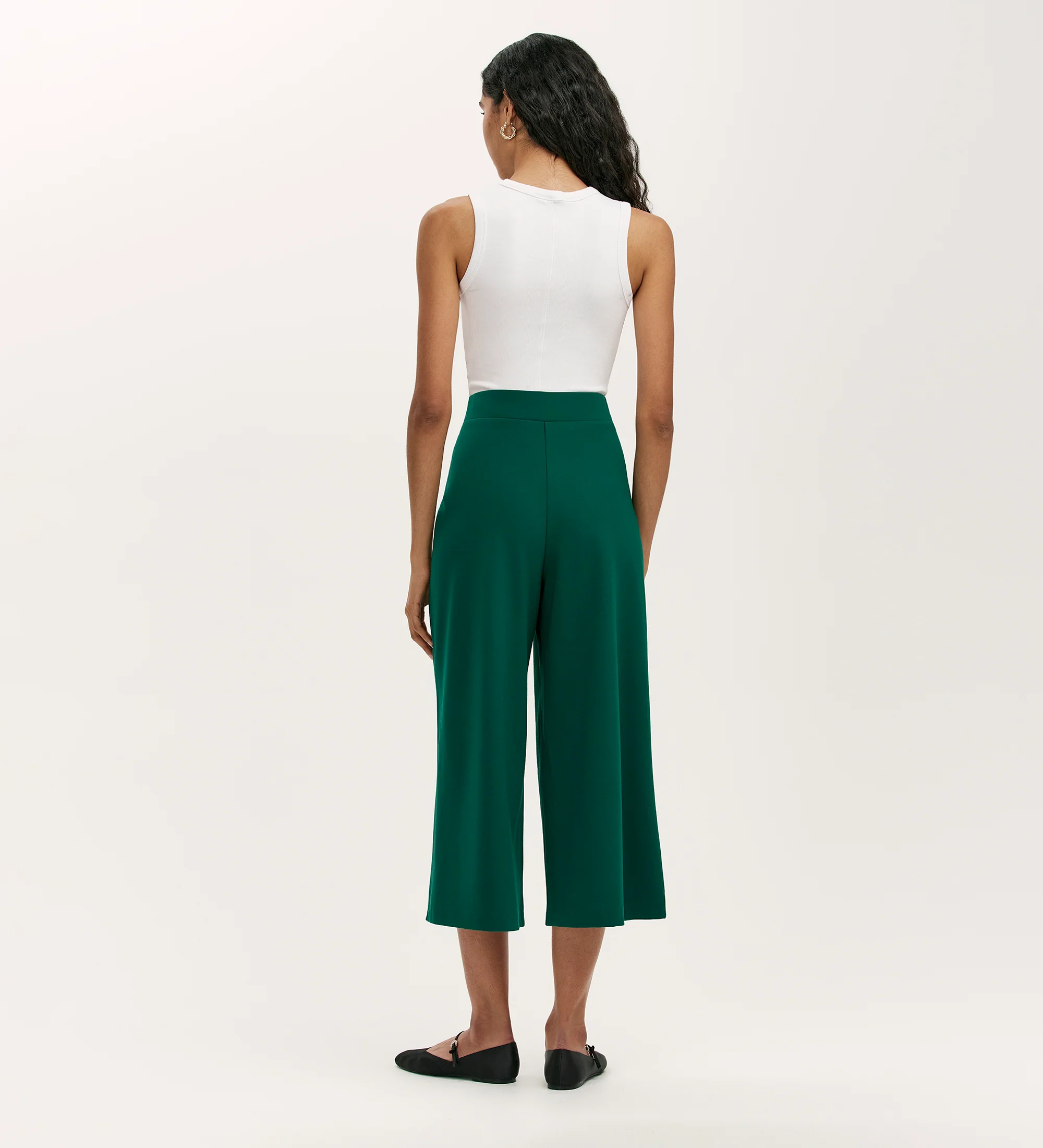 Miribel Bottle Green Ponte Jersey Wide Leg Trousers - Image 4