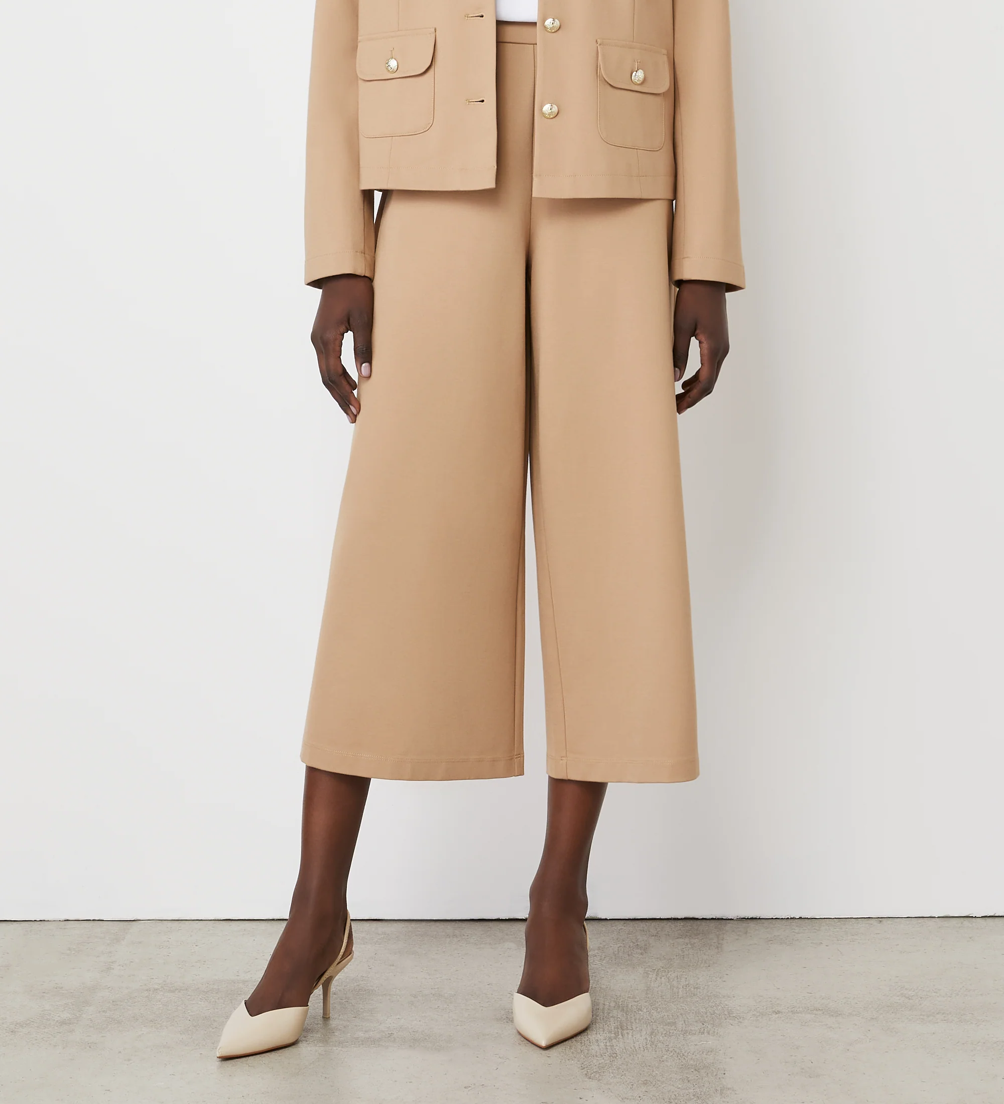 Miribel Camel Cropped Ponte Jersey Trousers - Image 3