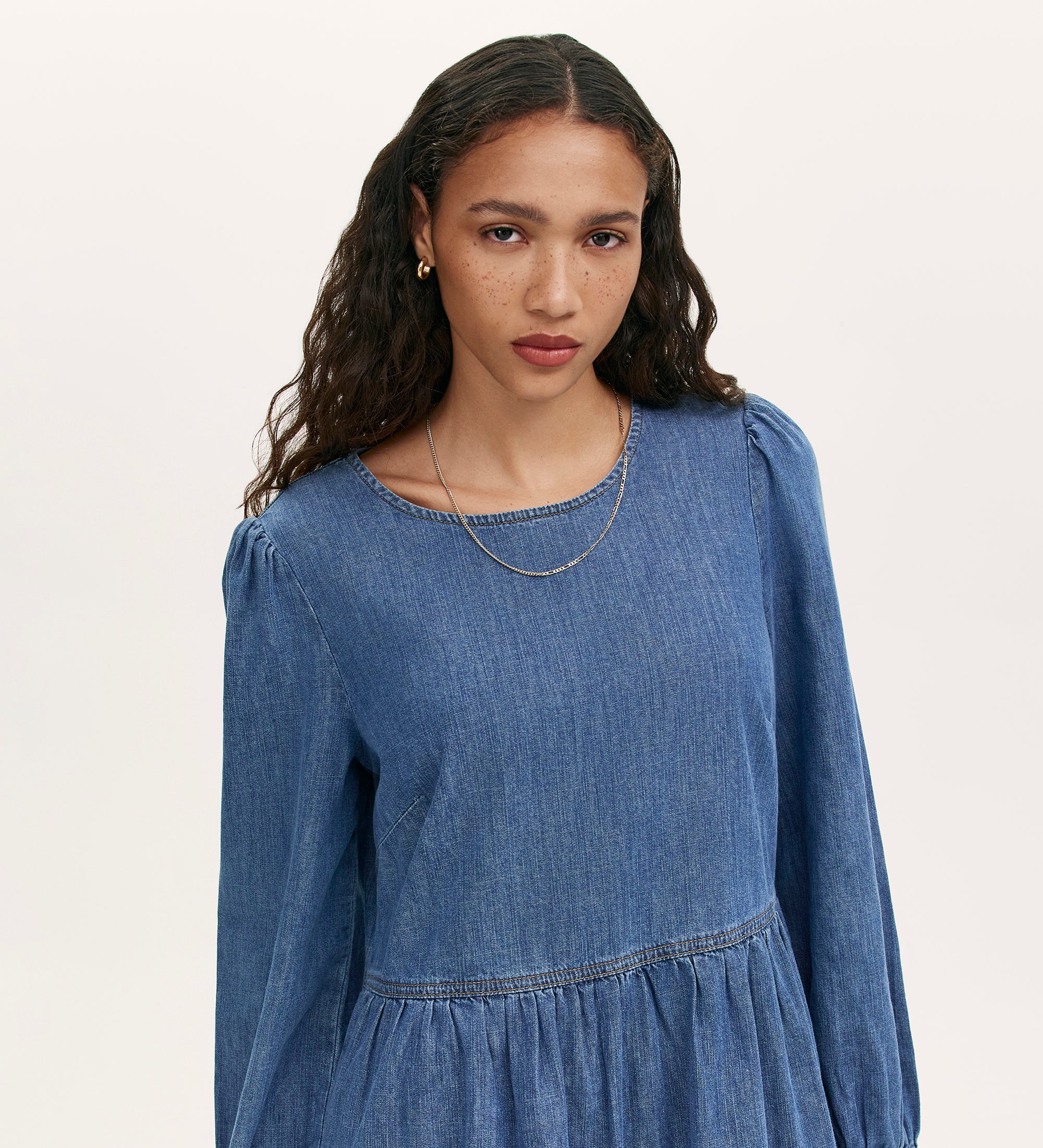 Nancy Light Blue Denim Dress - Image 3