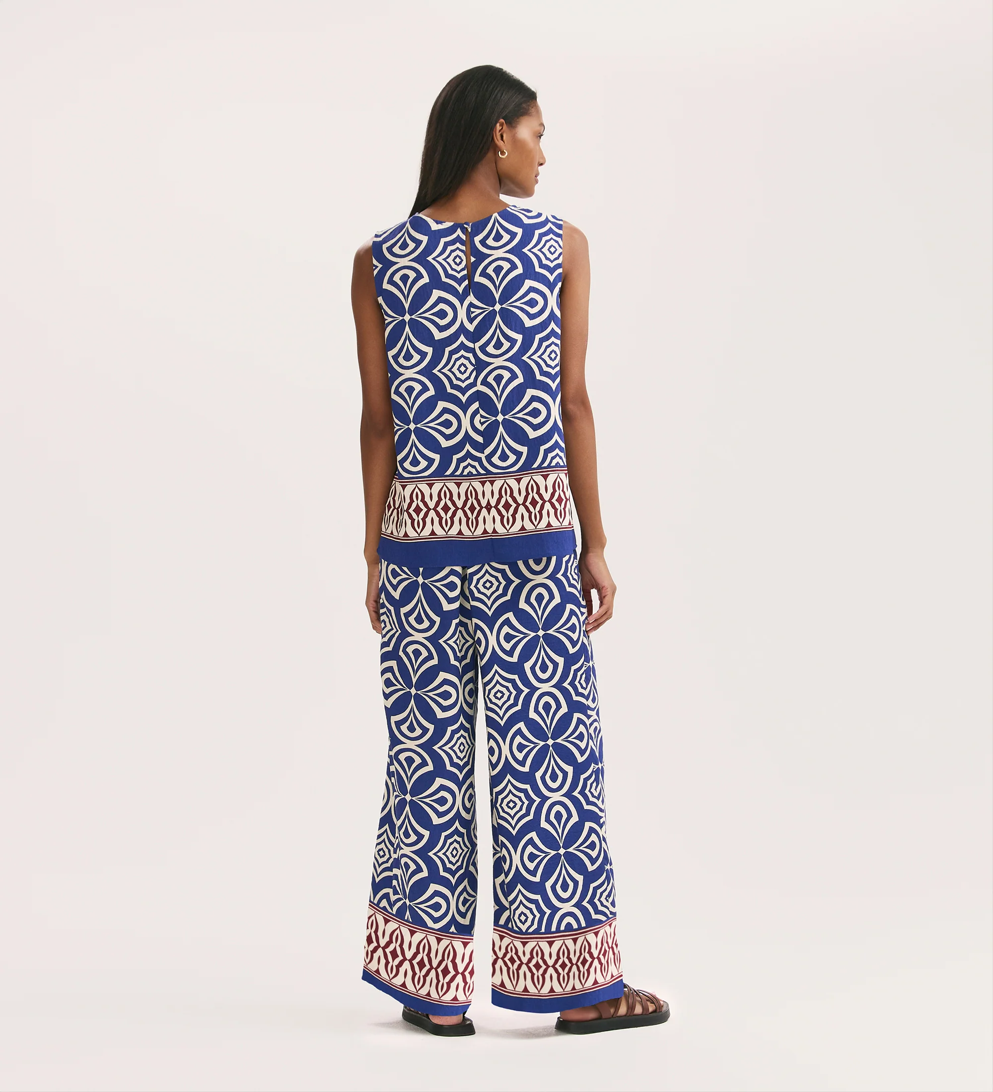 Nat Blue Mosaic Wide Leg Trousers - Image 4