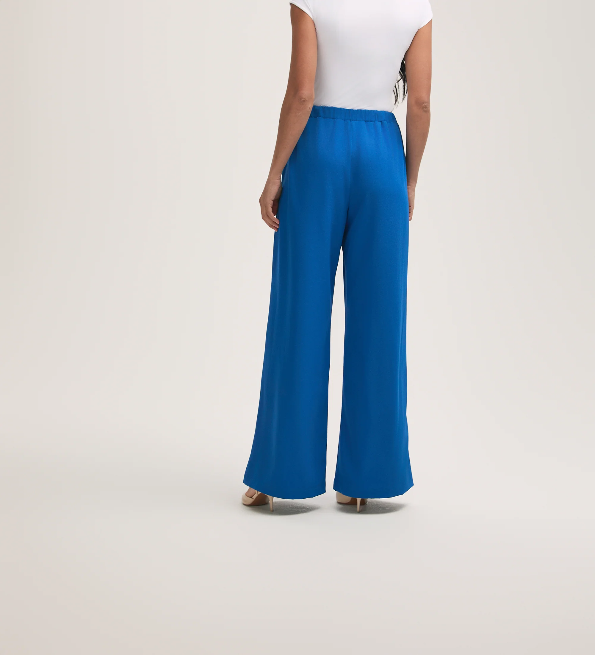 Nat Cobalt Blue Crepe Wide Leg Trousers - Image 4