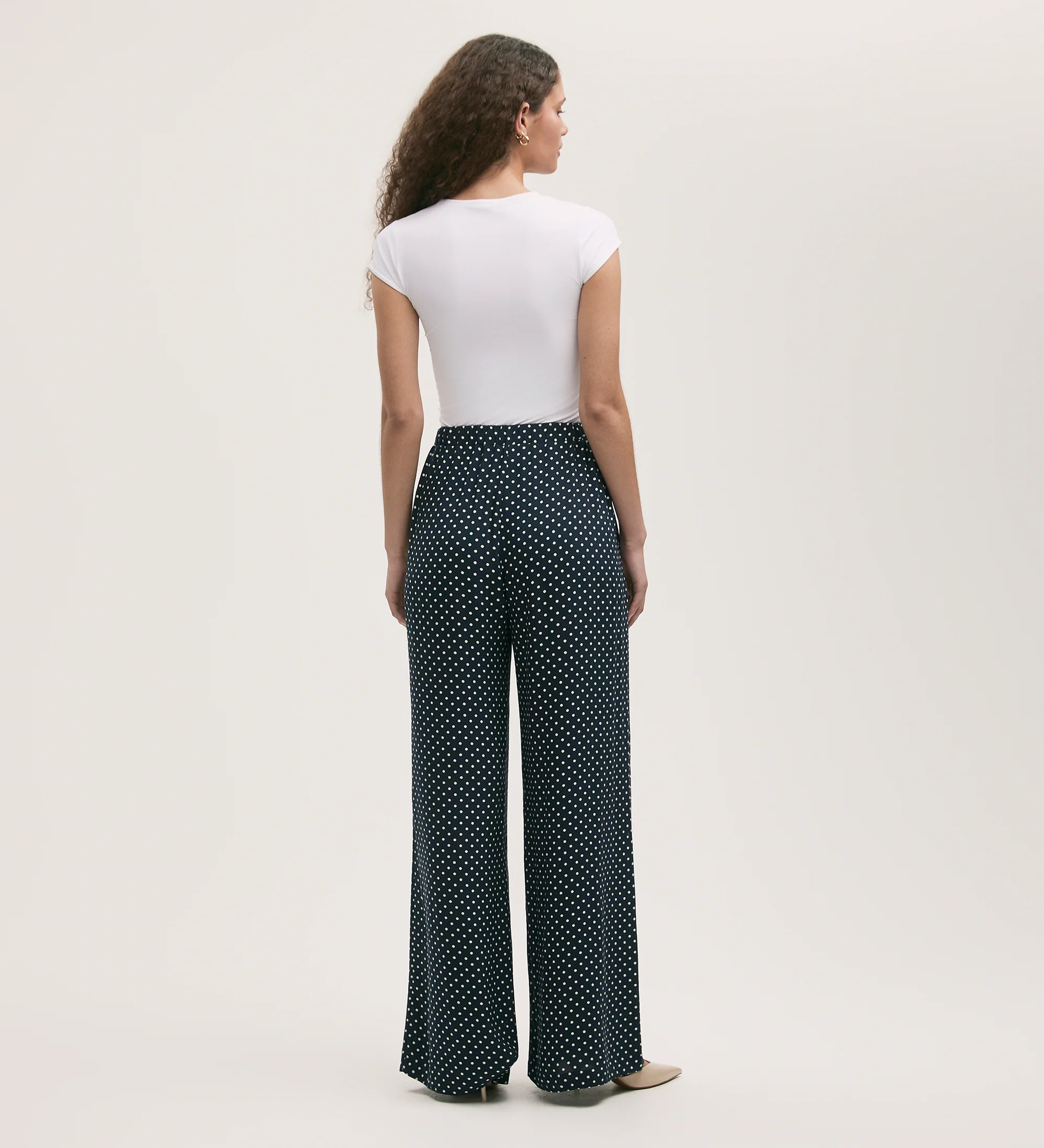Nat Navy Polka Dot Wide Leg Trousers - Image 4