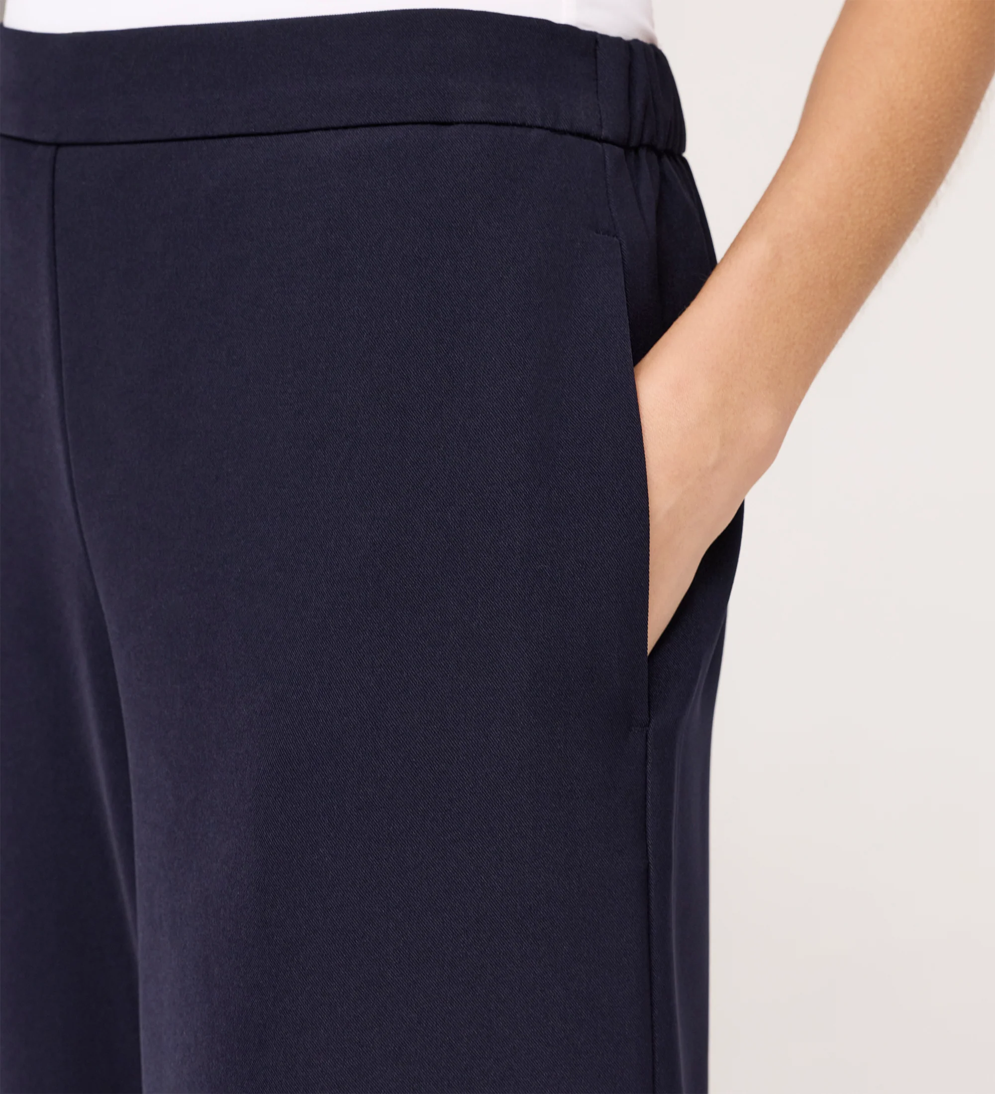 Nat Navy Gaberdine Twill Wide Leg Trousers - Image 3