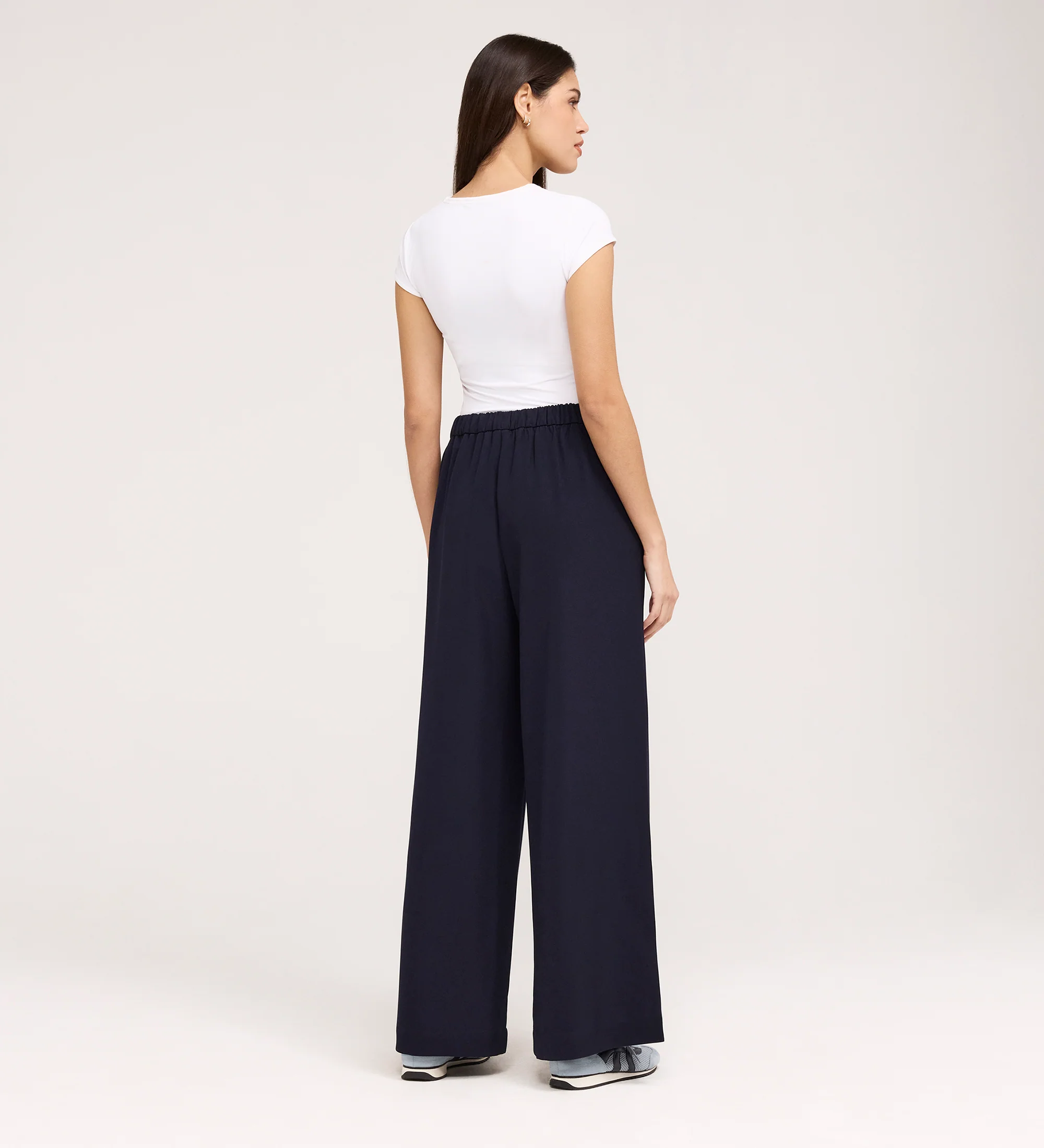 Nat Navy Gaberdine Twill Wide Leg Trousers - Image 6