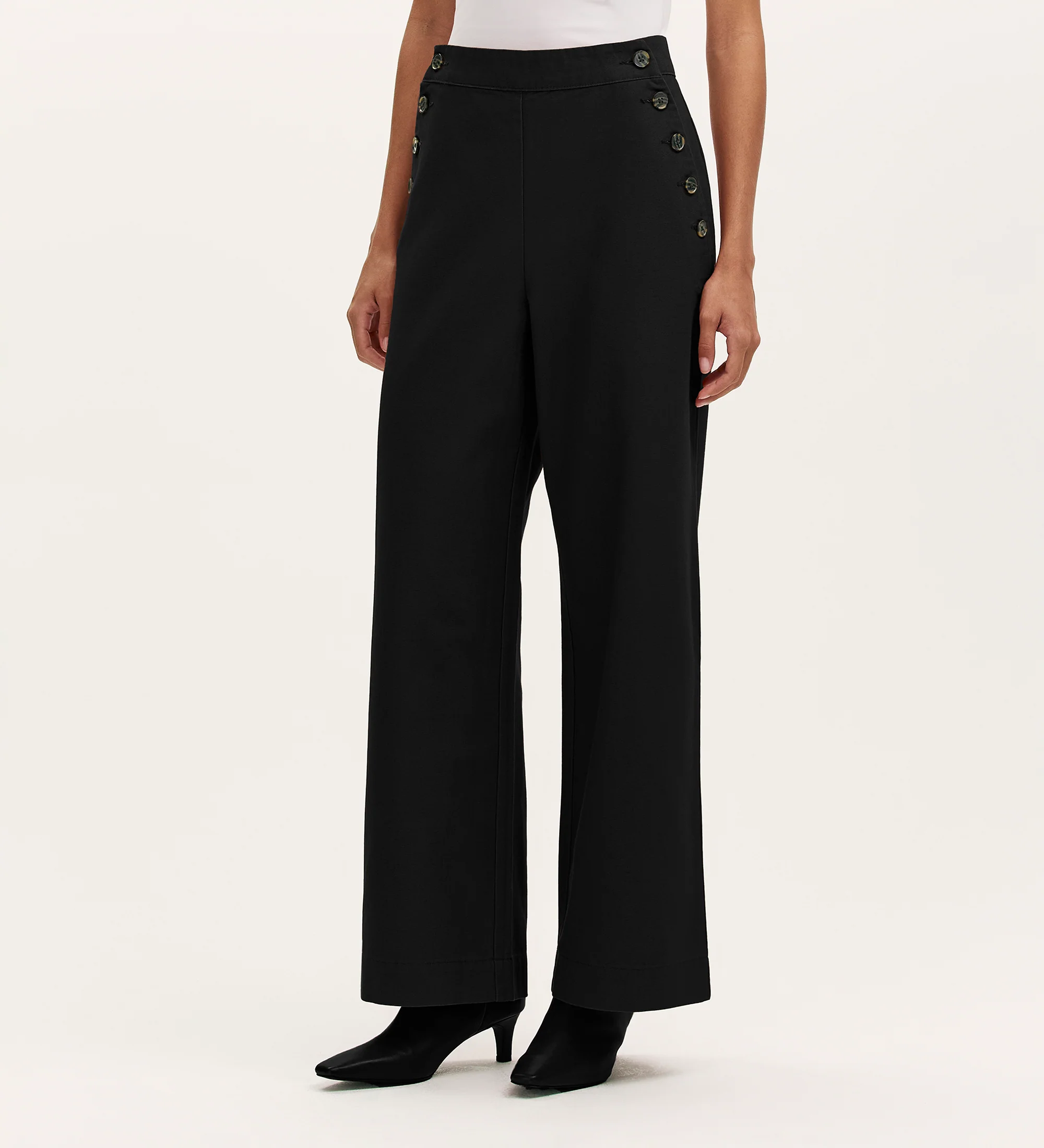 Nellie Black Canvas Wide Leg Trousers - Image 3