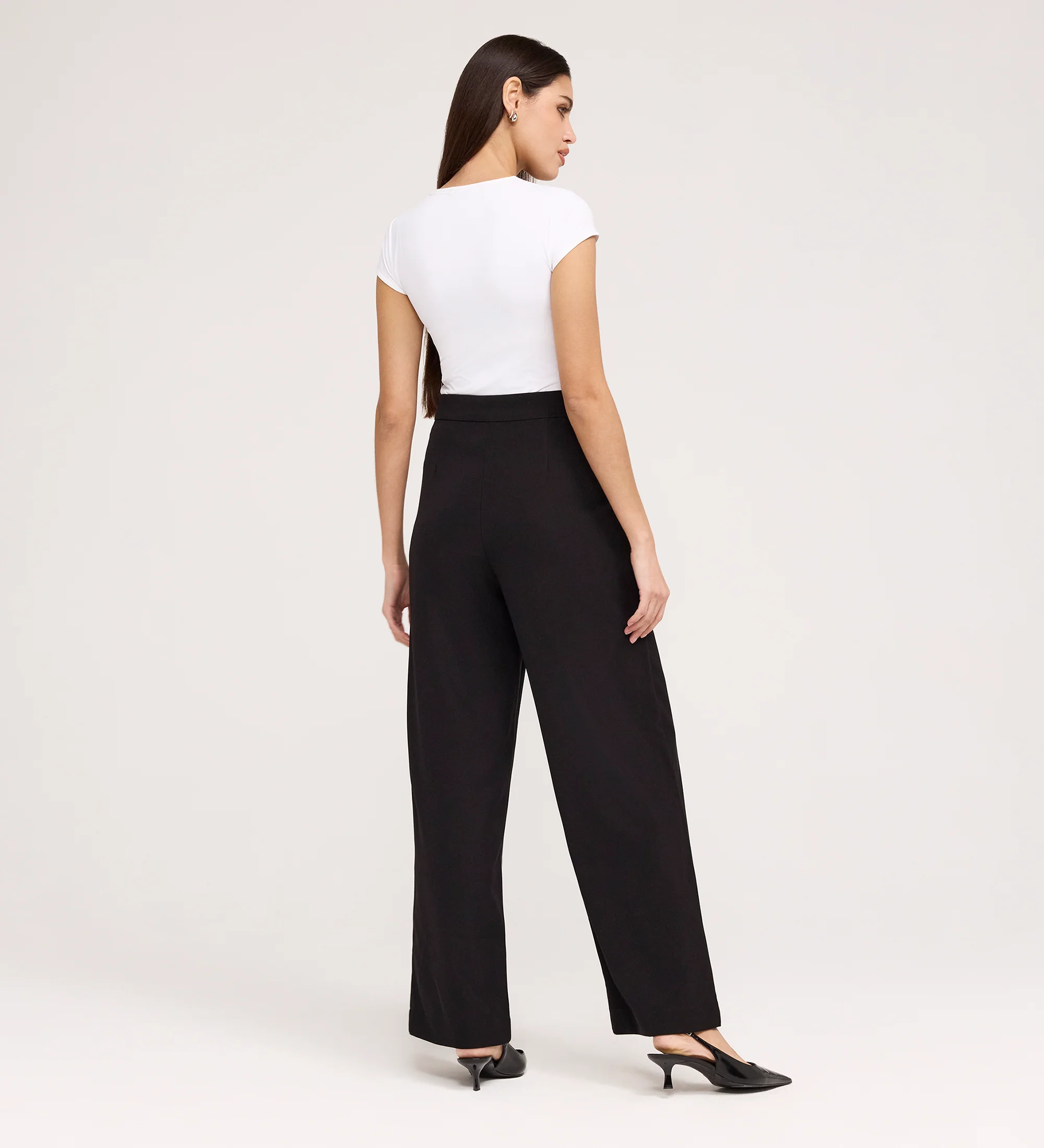 Nellie Black Gaberdine Twill Wide Leg Trousers - Image 5