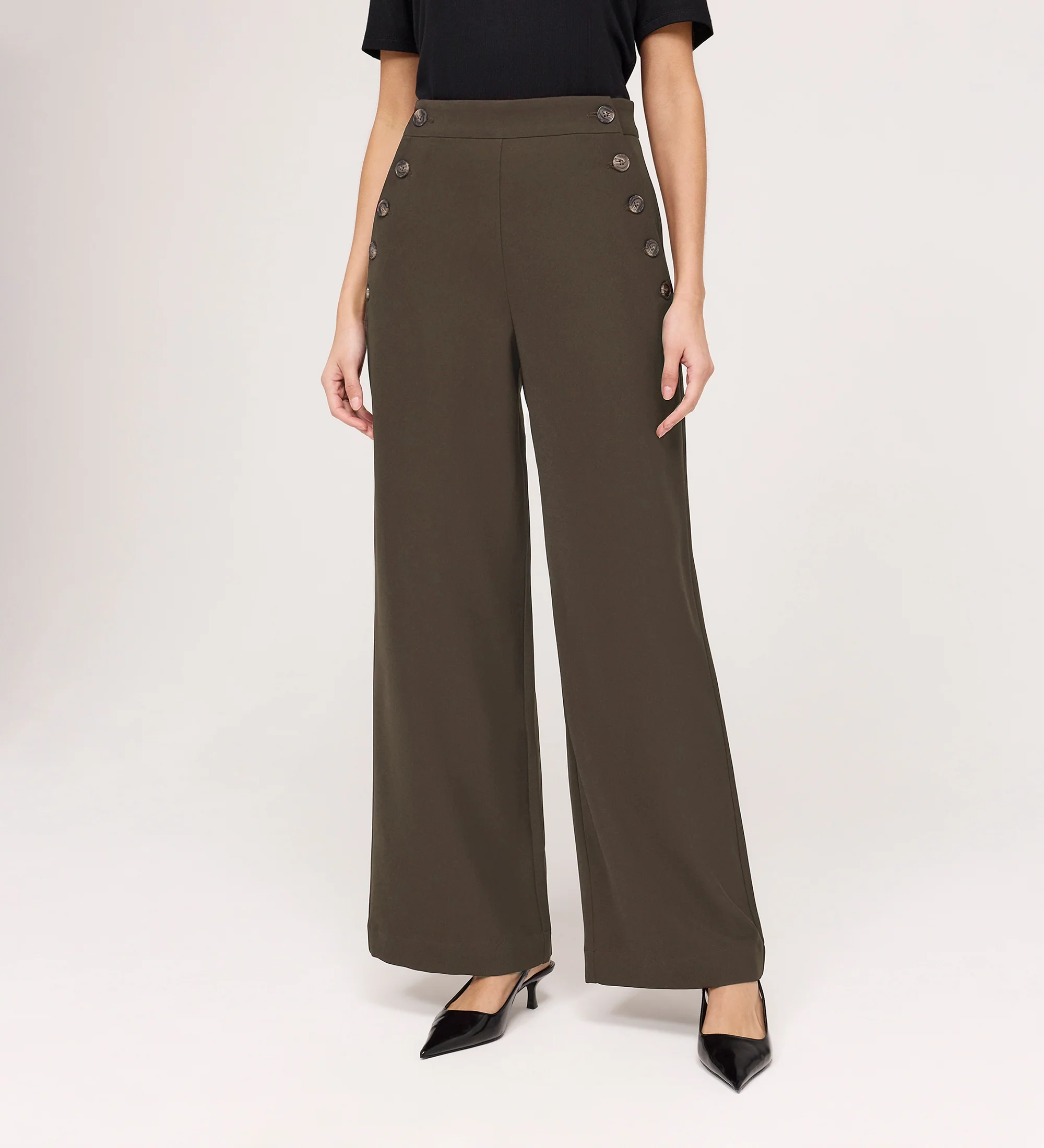Nellie Mushroom Gaberdine Twill Wide Leg Trousers - Image 2
