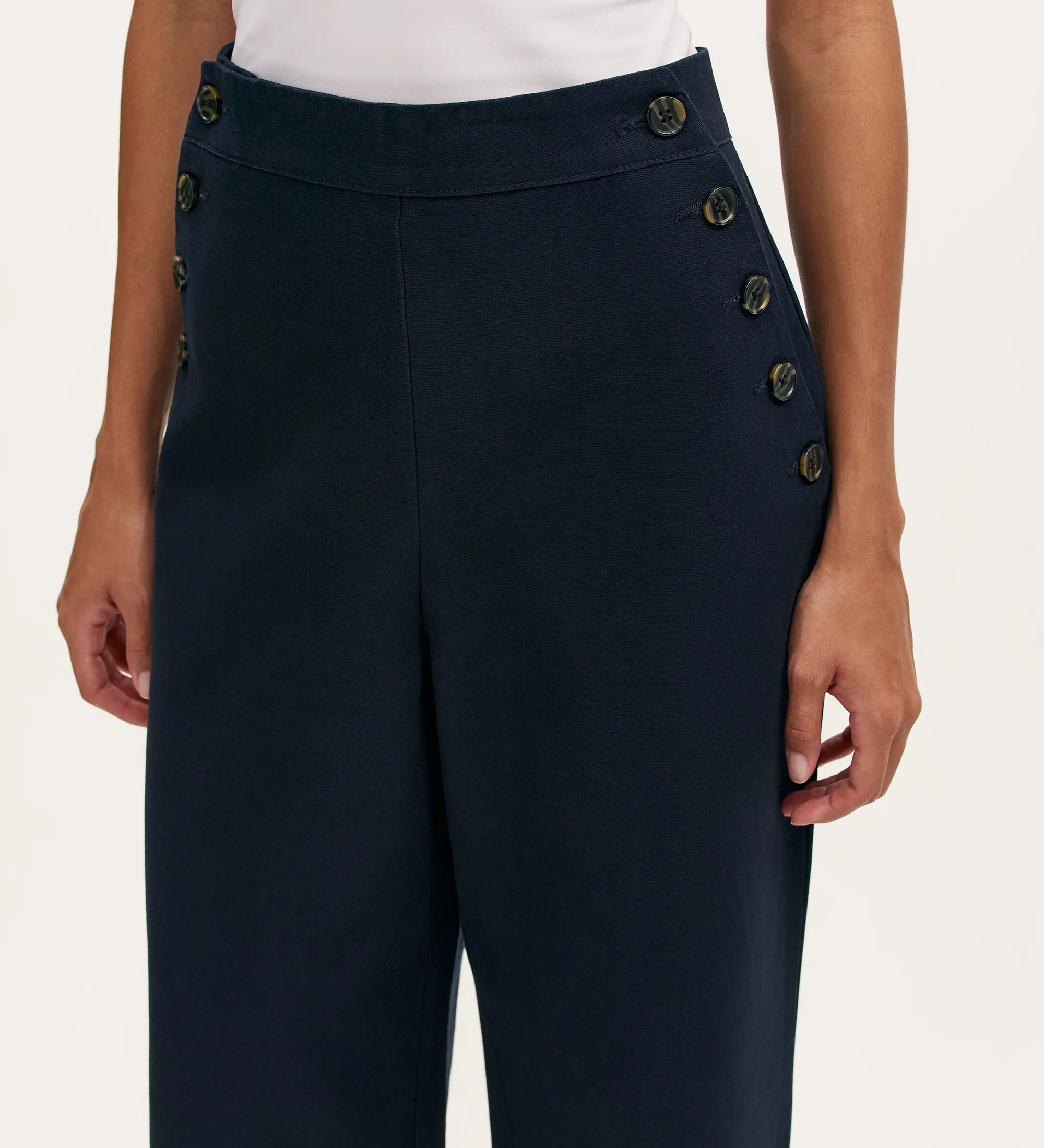 Nellie Navy Canvas Wide Leg Trousers - Image 2