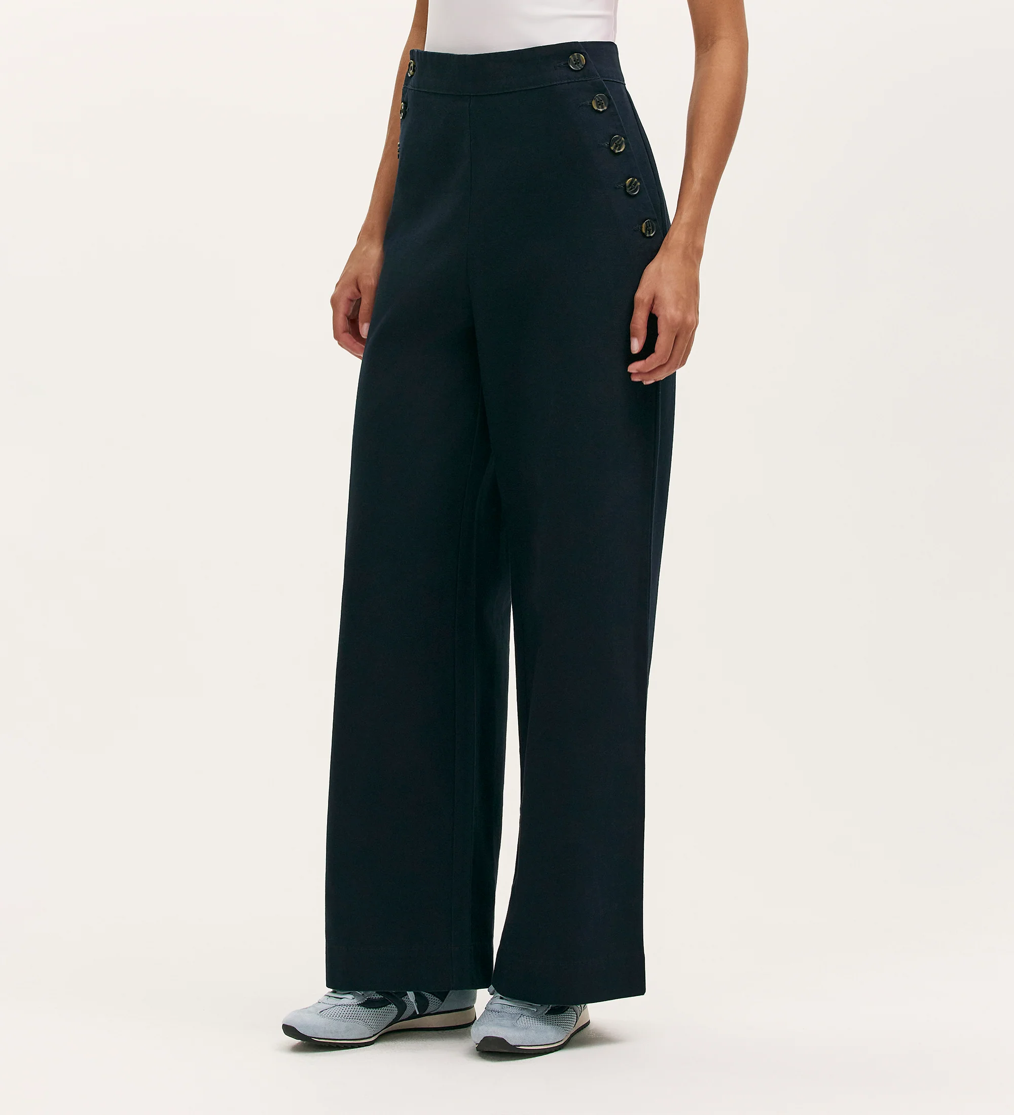 Nellie Navy Canvas Wide Leg Trousers - Image 3
