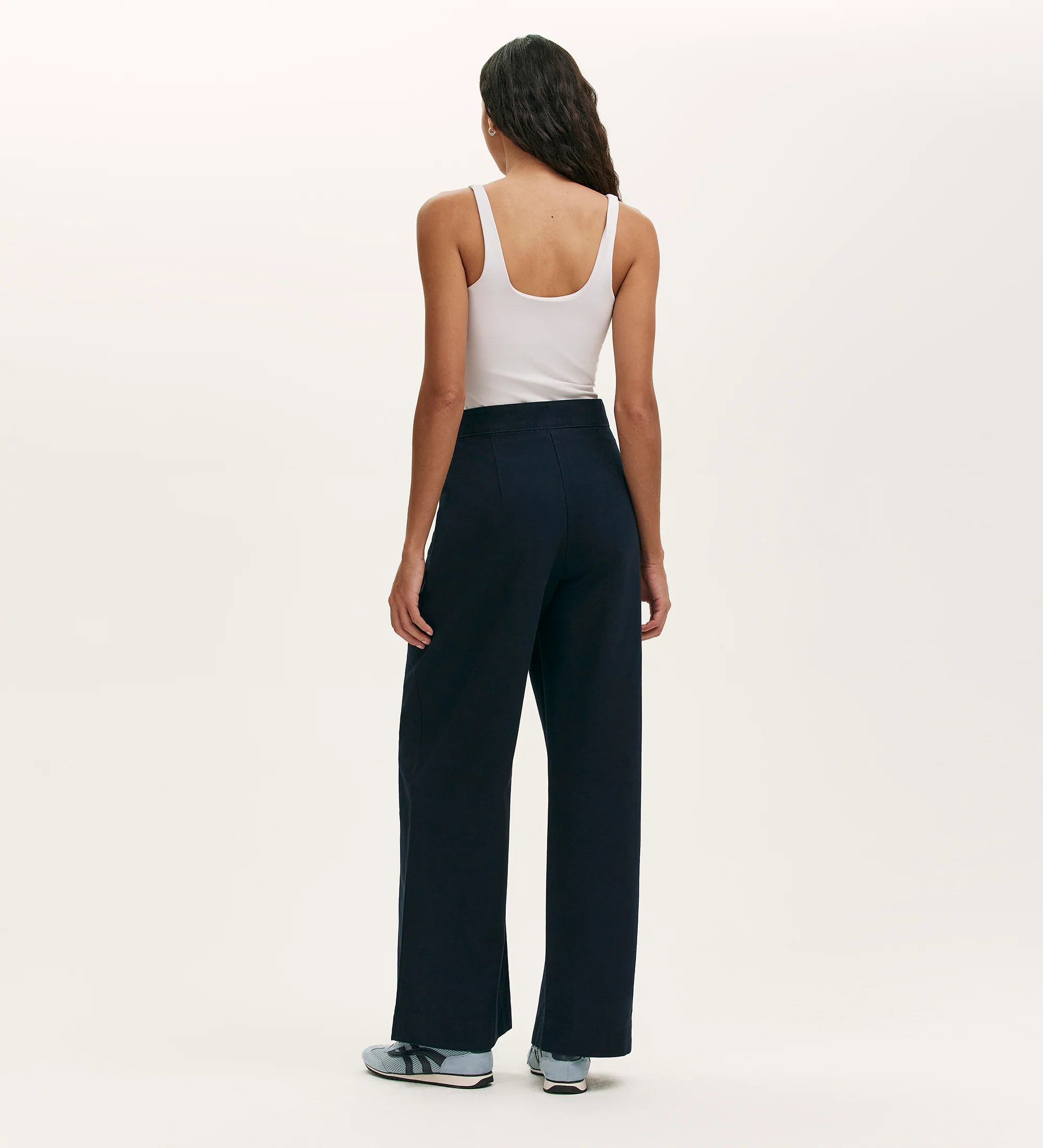 Nellie Navy Canvas Wide Leg Trousers - Image 4
