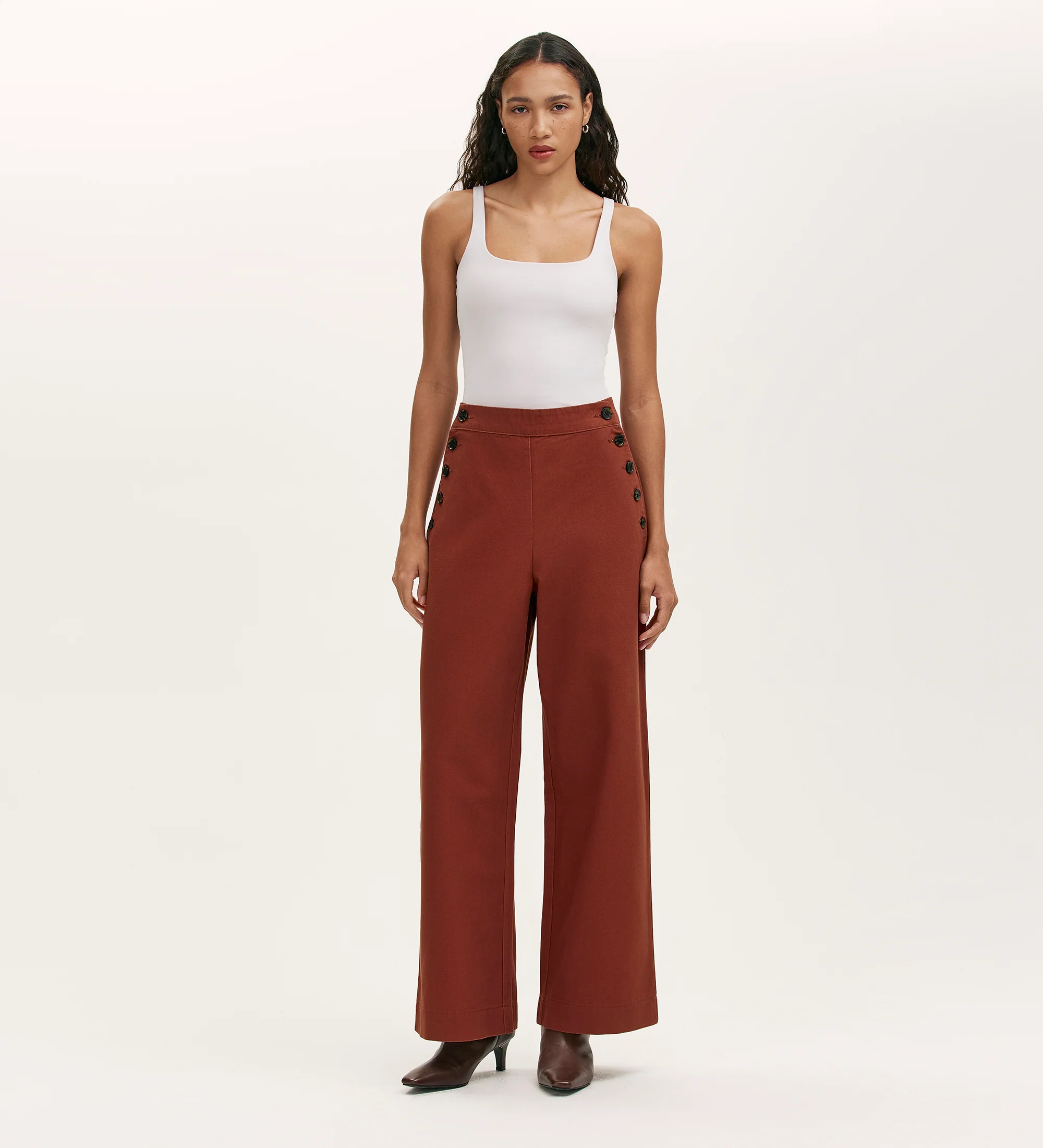 Nellie Terracotta Canvas Wide Leg Trousers