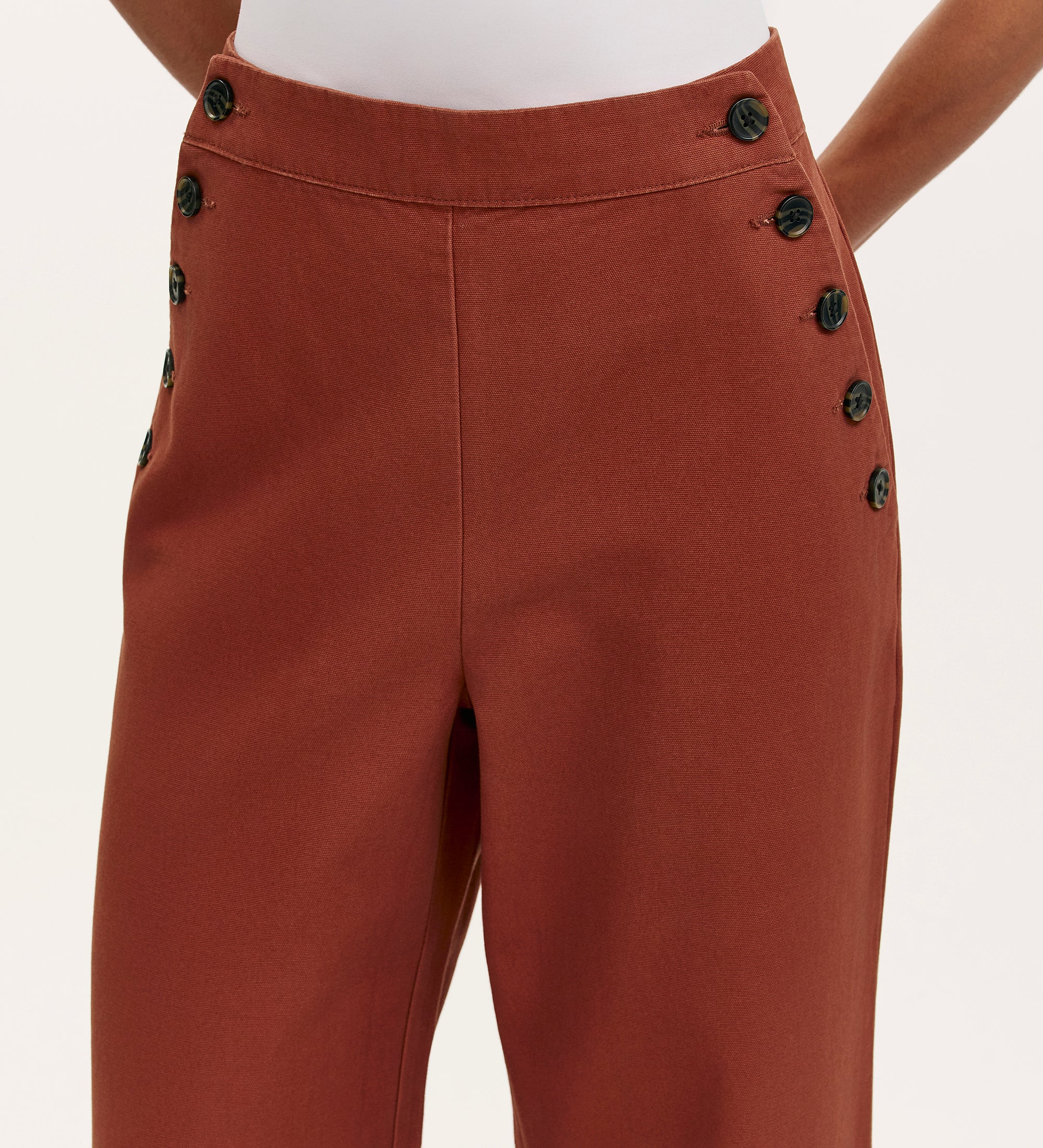 Nellie Terracotta Canvas Wide Leg Trousers - Image 2