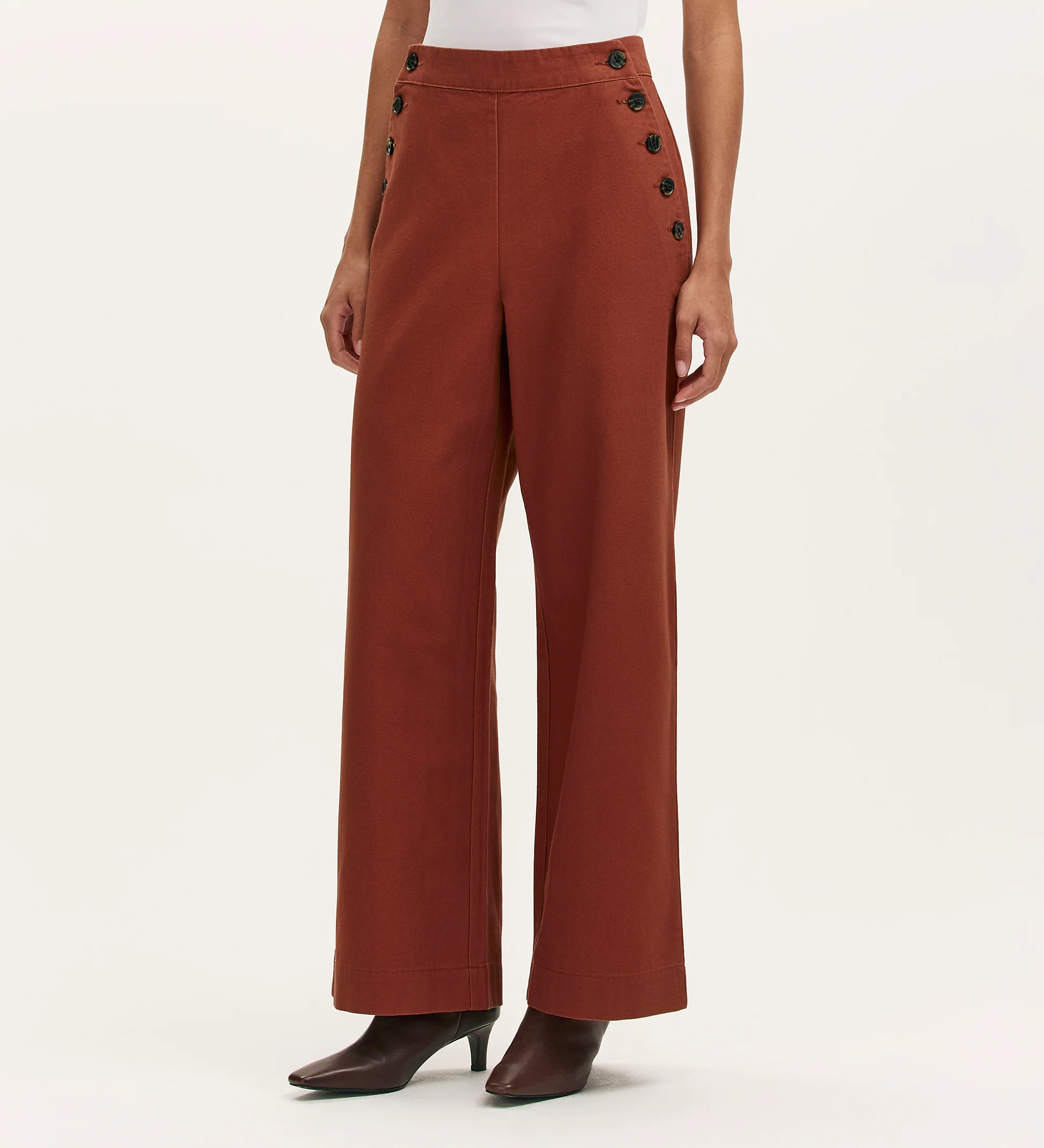 Nellie Terracotta Canvas Wide Leg Trousers - Image 3