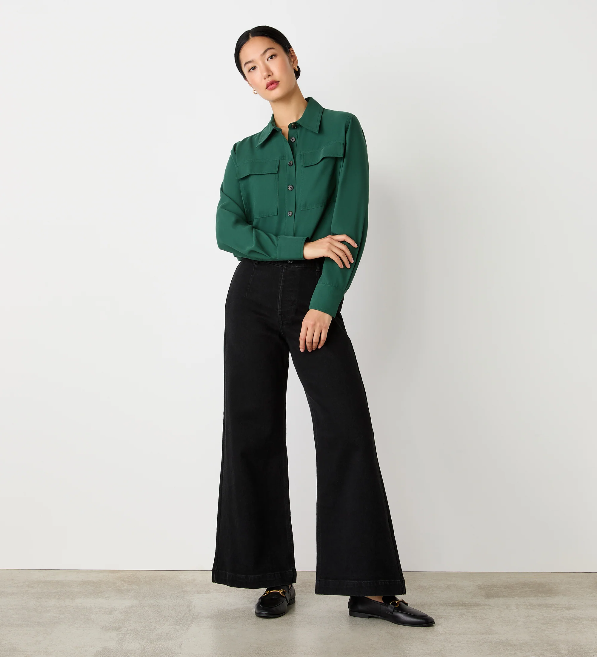 Nicola Dark Green Utility Shirt - Image 2