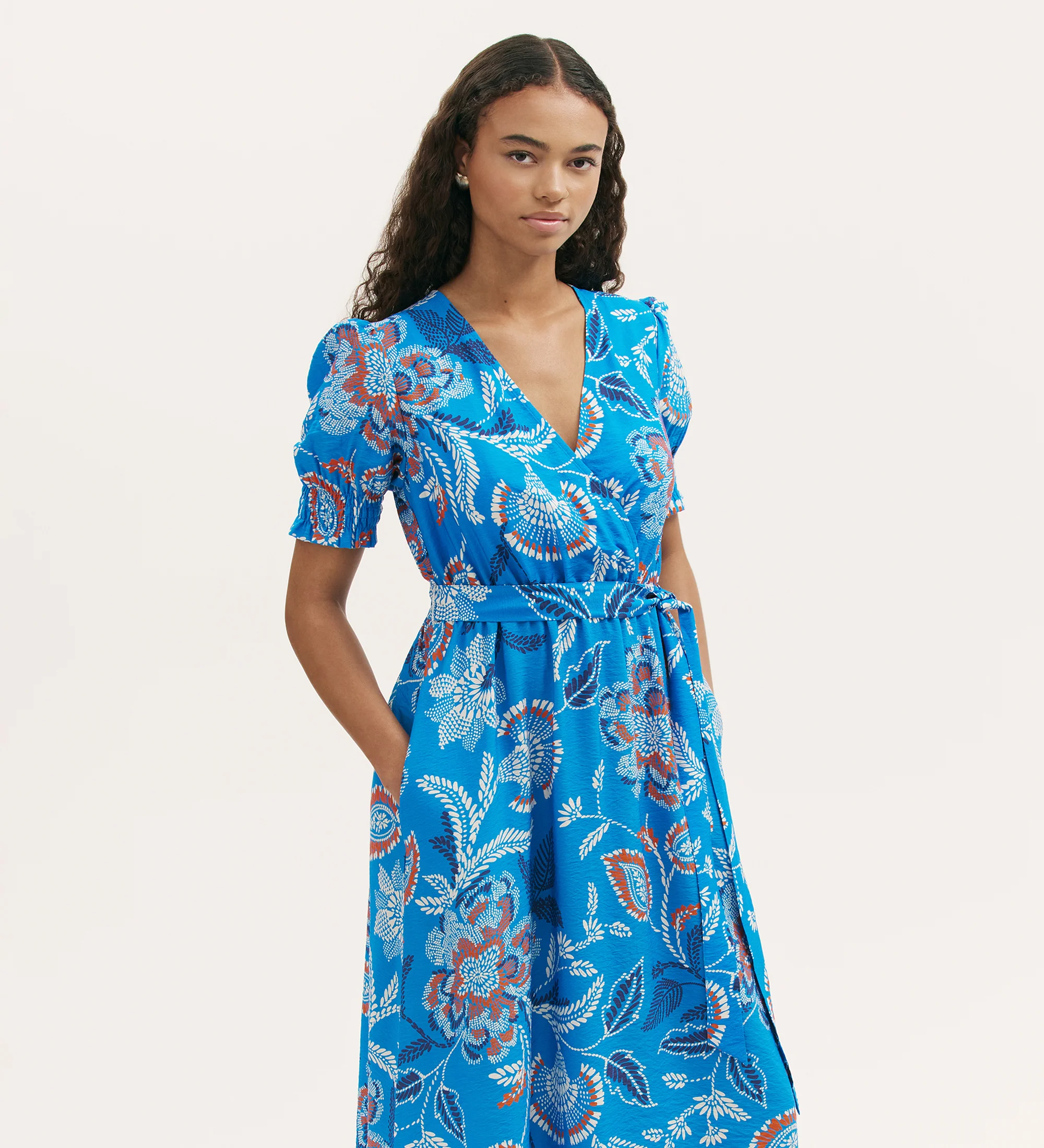 Nicoleta Blue Floral Midi Dress - Image 2