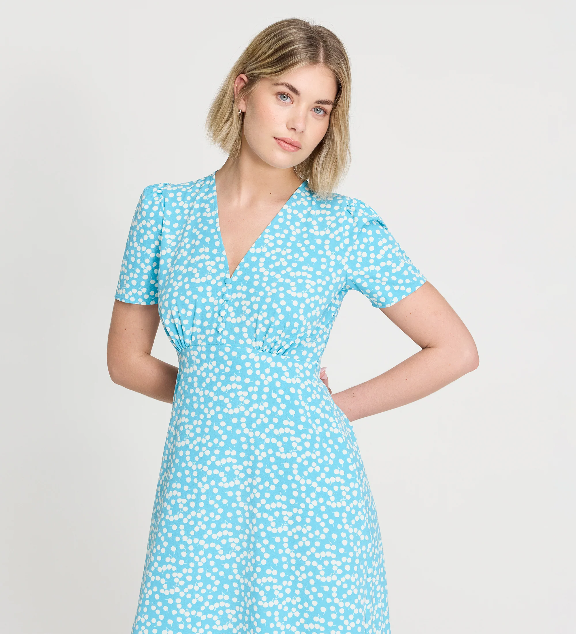 Nieve Blue Cherry Spot Midi Dress - Image 2