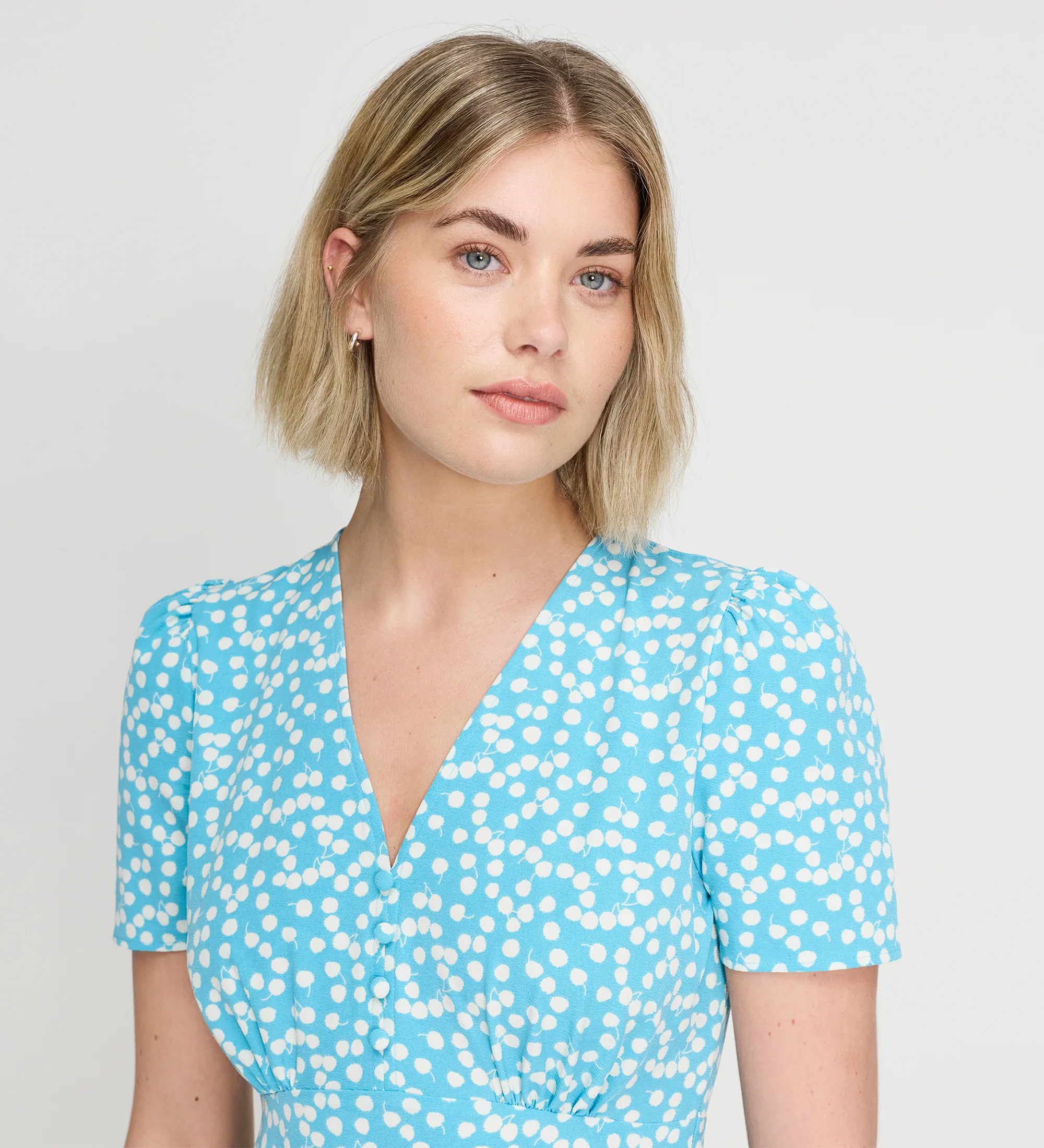 Nieve Blue Cherry Spot Midi Dress - Image 3