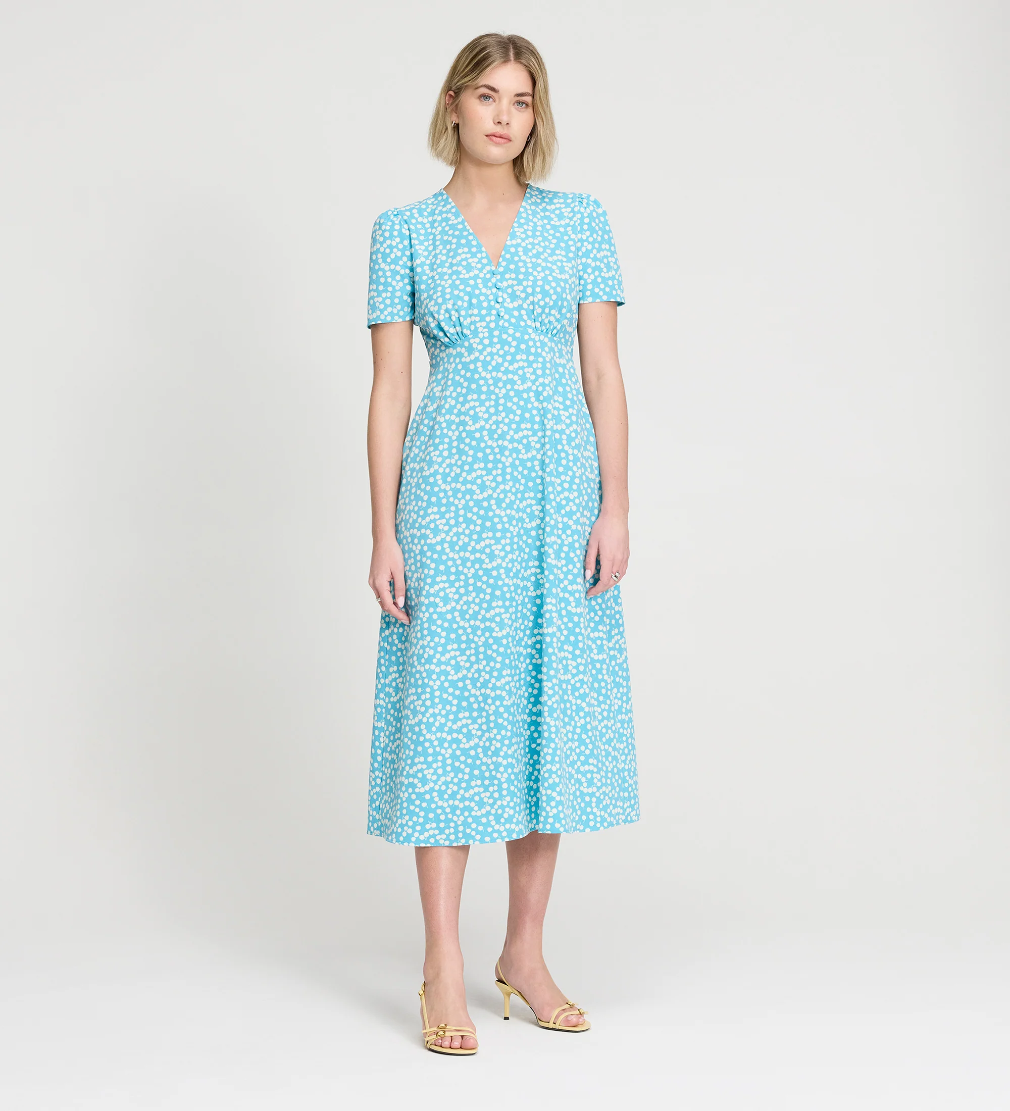 Nieve Blue Cherry Spot Midi Dress - Image 4