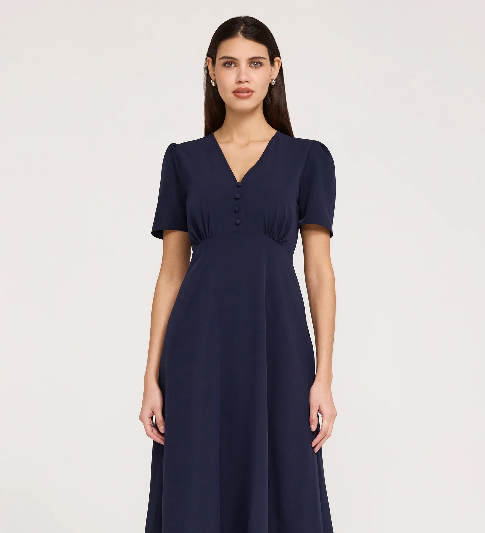 Nieve Navy Crepe Midi Dress - Image 2