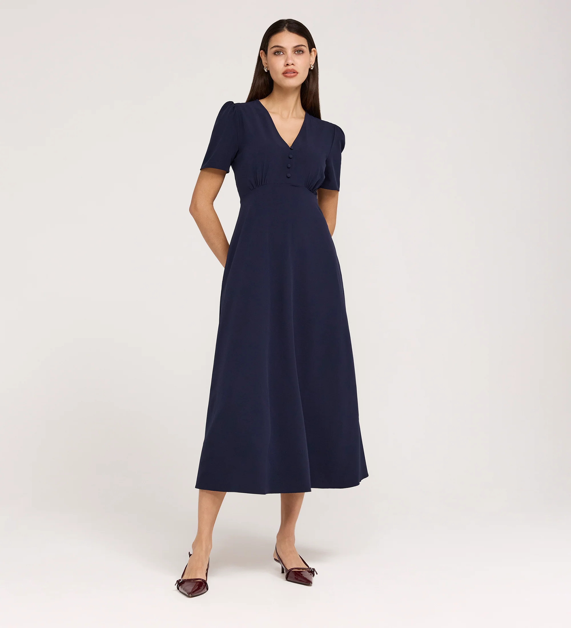 Nieve Navy Crepe Midi Dress - Image 4