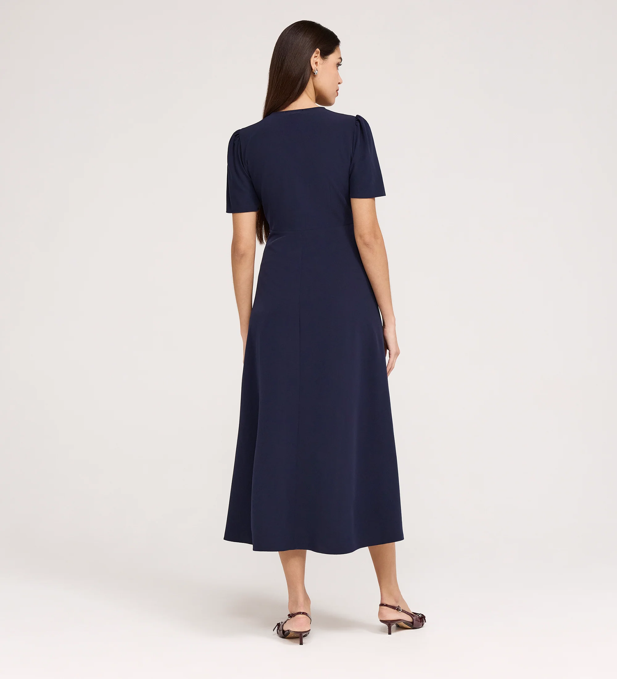 Nieve Navy Crepe Midi Dress - Image 5