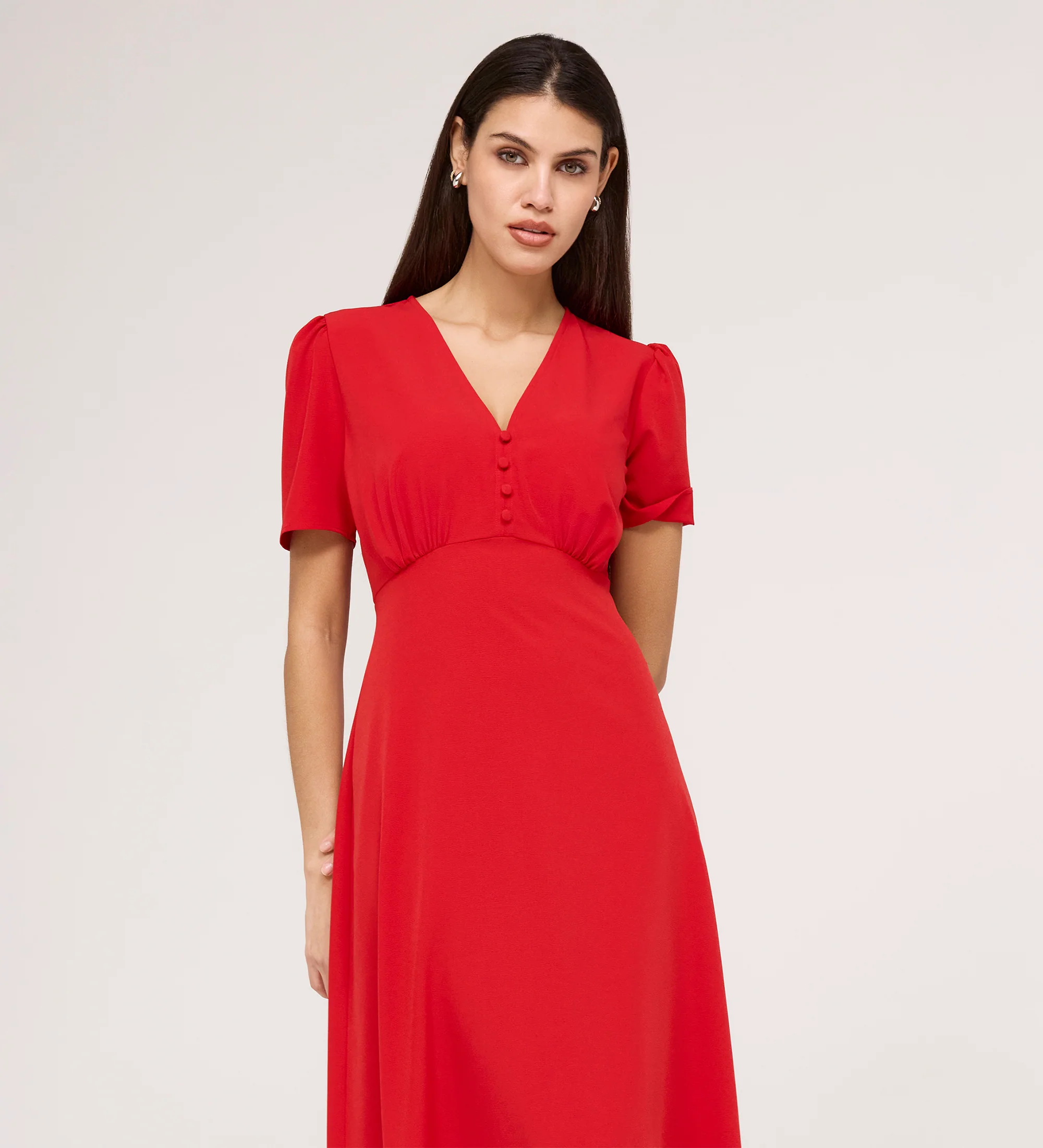 Nieve Red Crepe Midi Dress - Image 2